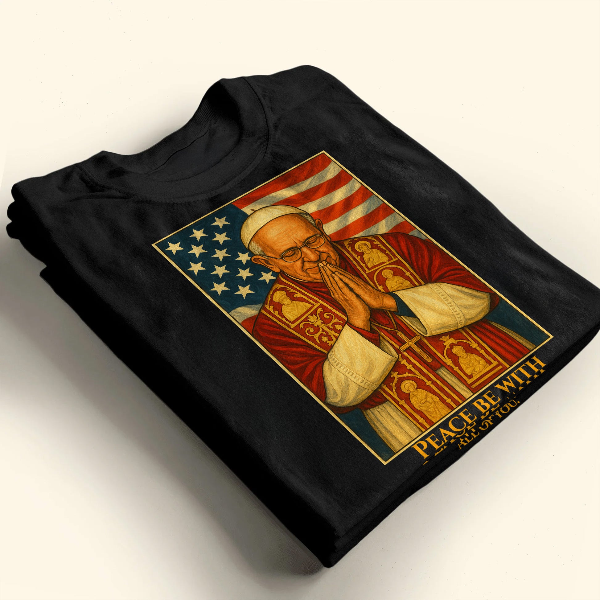 Peace Be With All Of You, Pope And American Flag