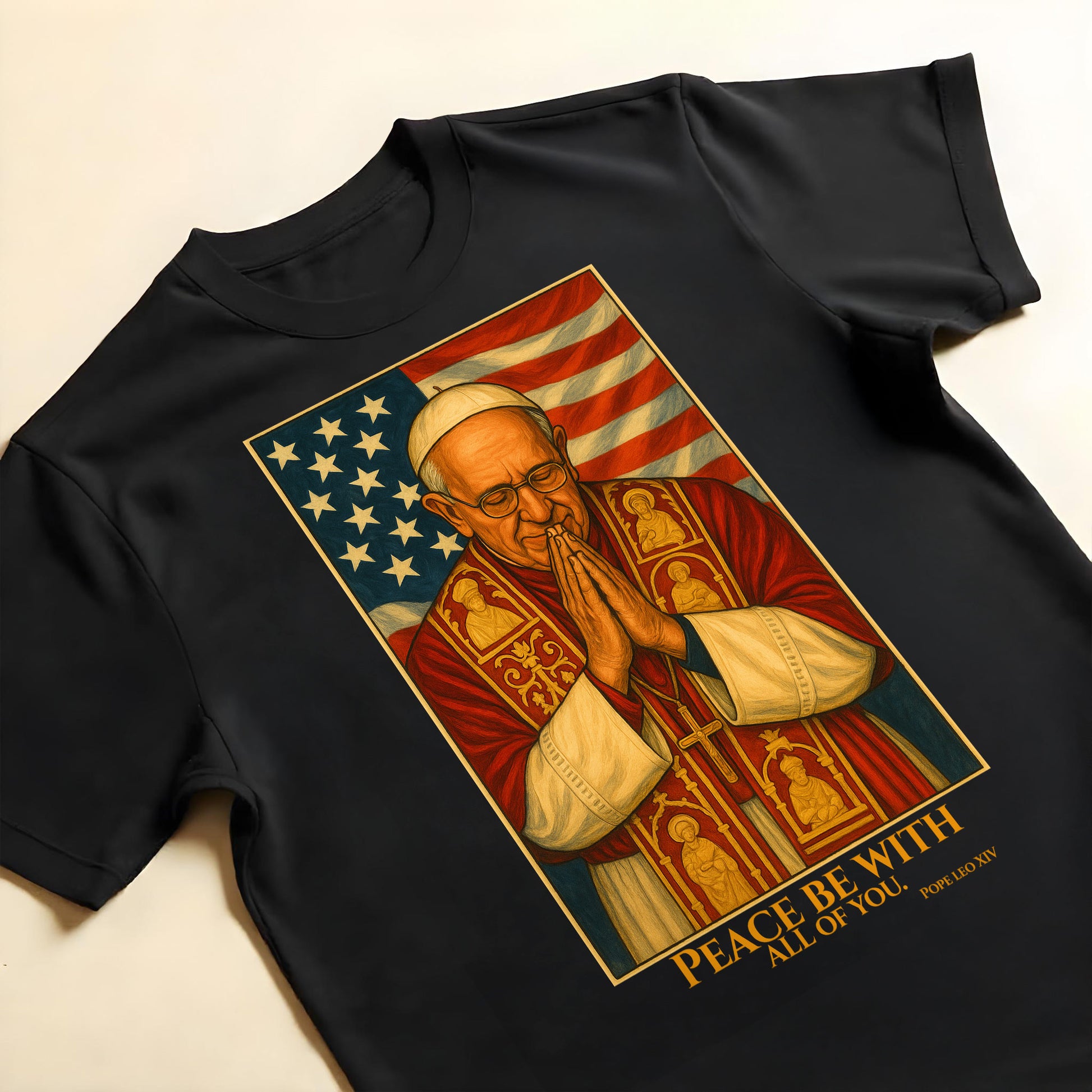 Peace Be With All Of You, Pope And American Flag