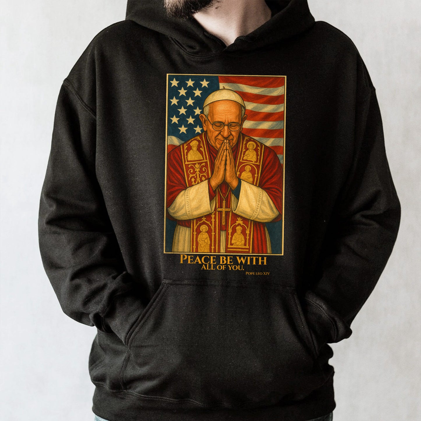 Peace Be With All Of You, Pope And American Flag