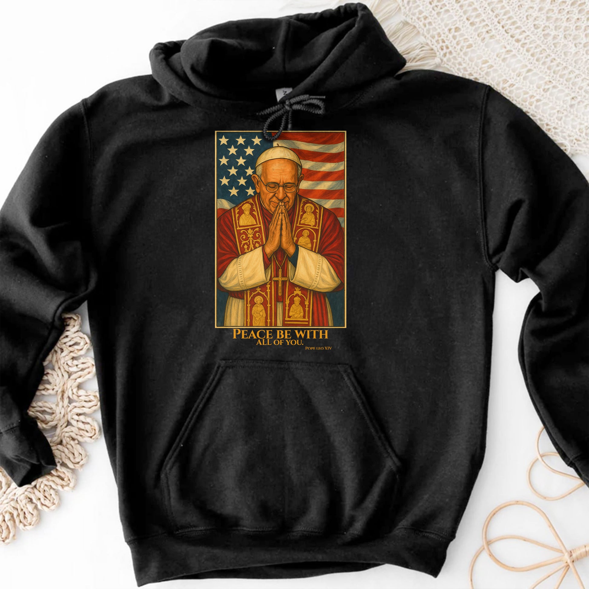 Peace Be With All Of You, Pope And American Flag
