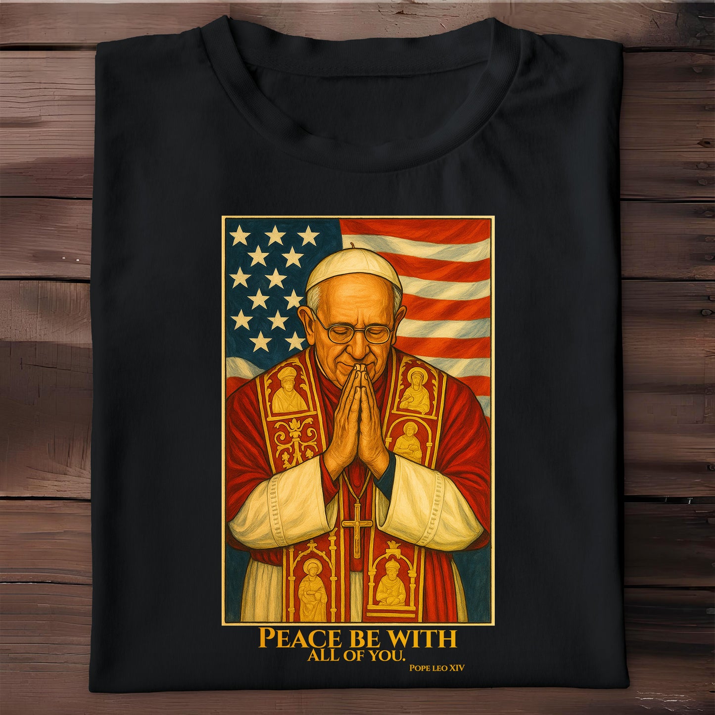 Peace Be With All Of You, Pope And American Flag