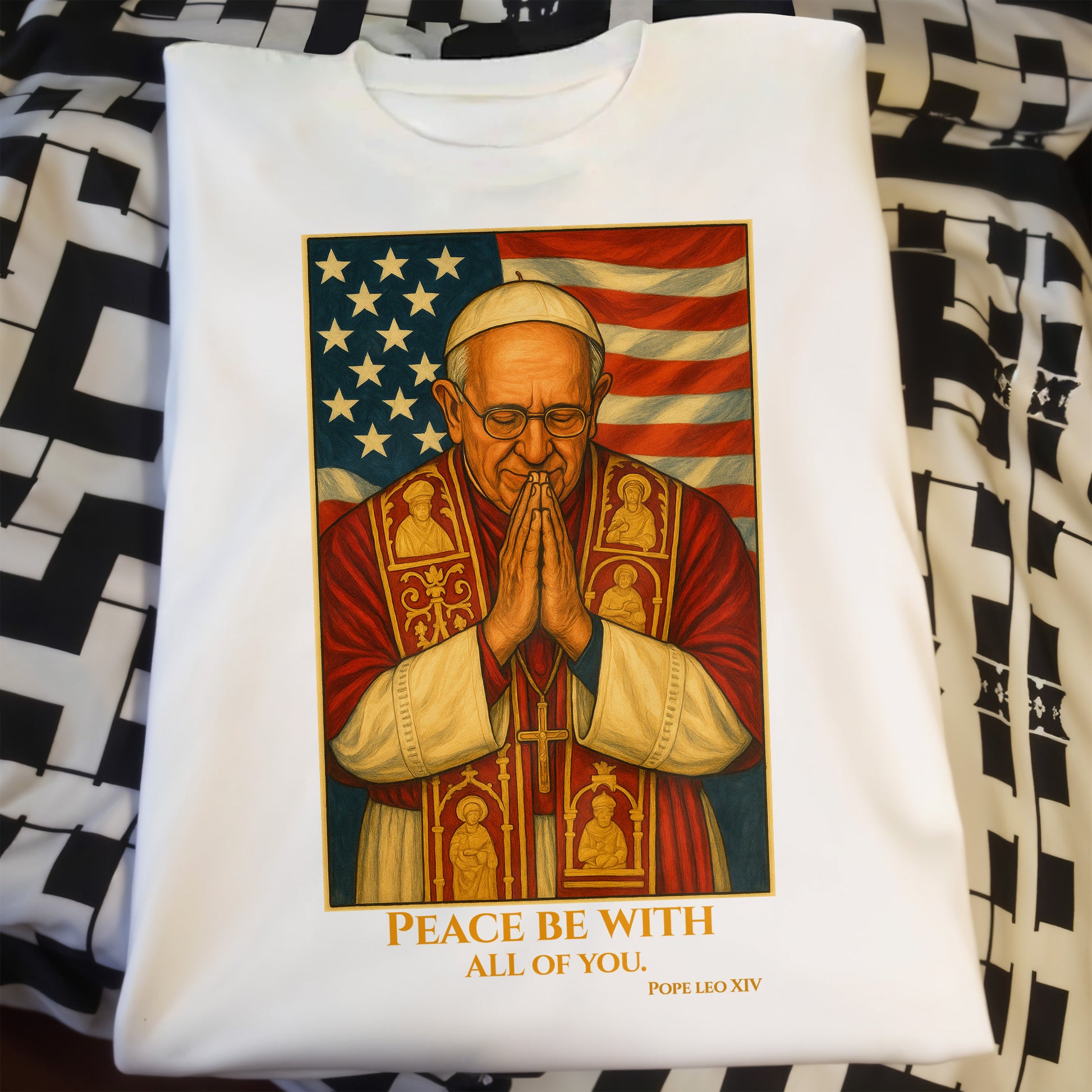 Peace Be With All Of You, Pope With American Flag