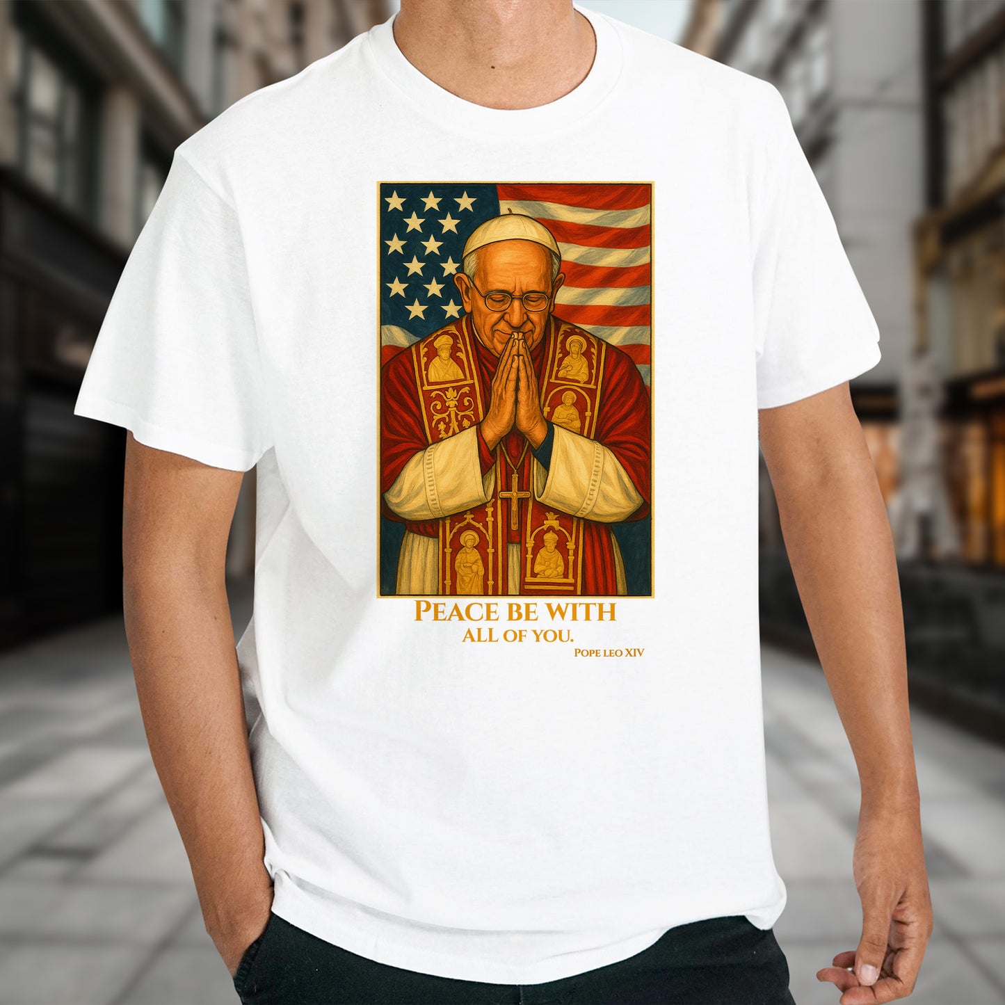 Peace Be With All Of You, Pope With American Flag