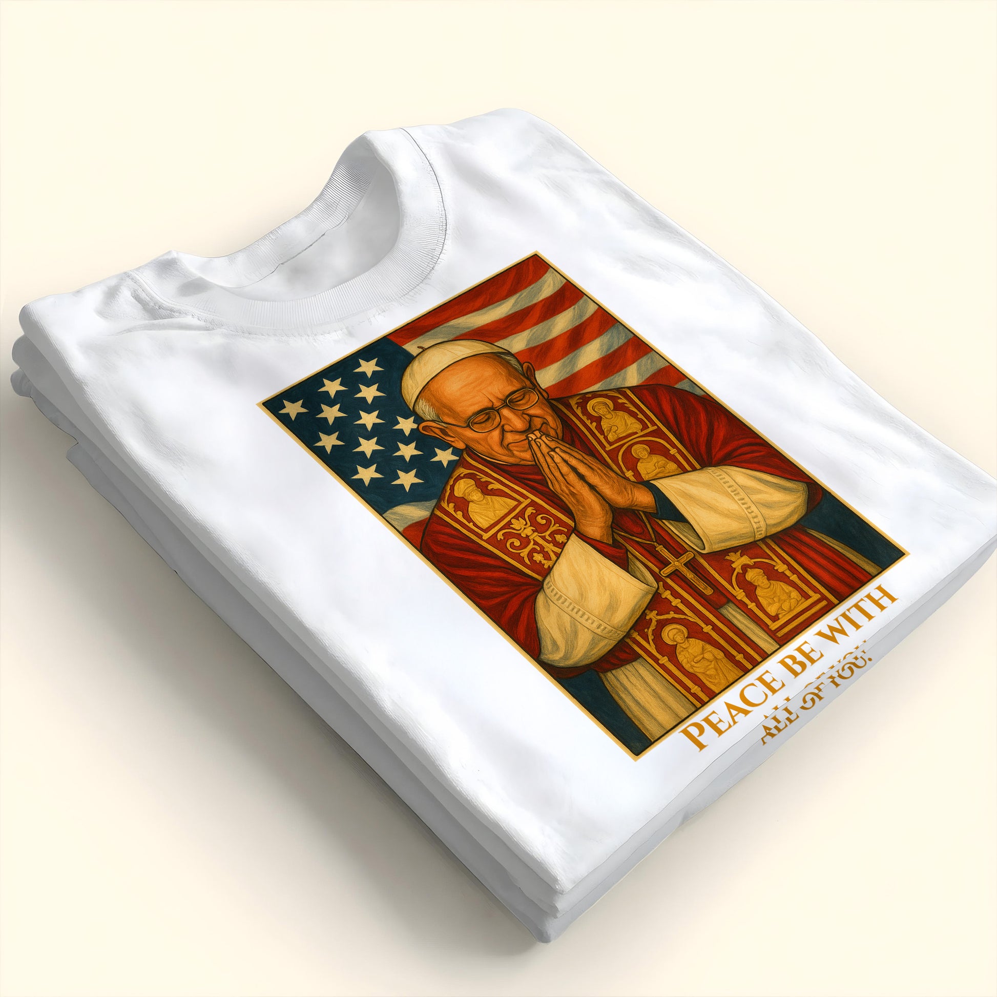 Peace Be With All Of You, Pope With American Flag