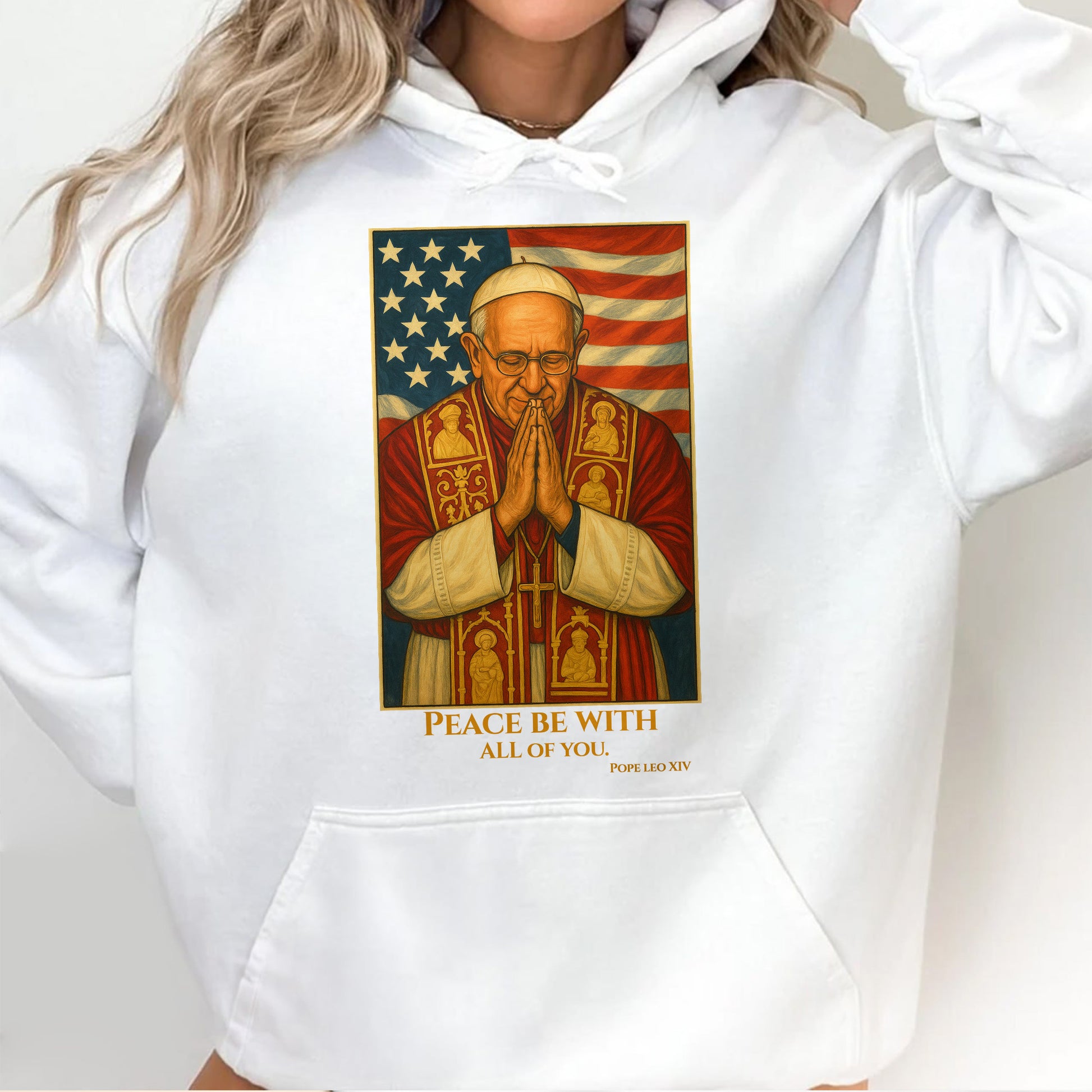Peace Be With All Of You, Pope With American Flag