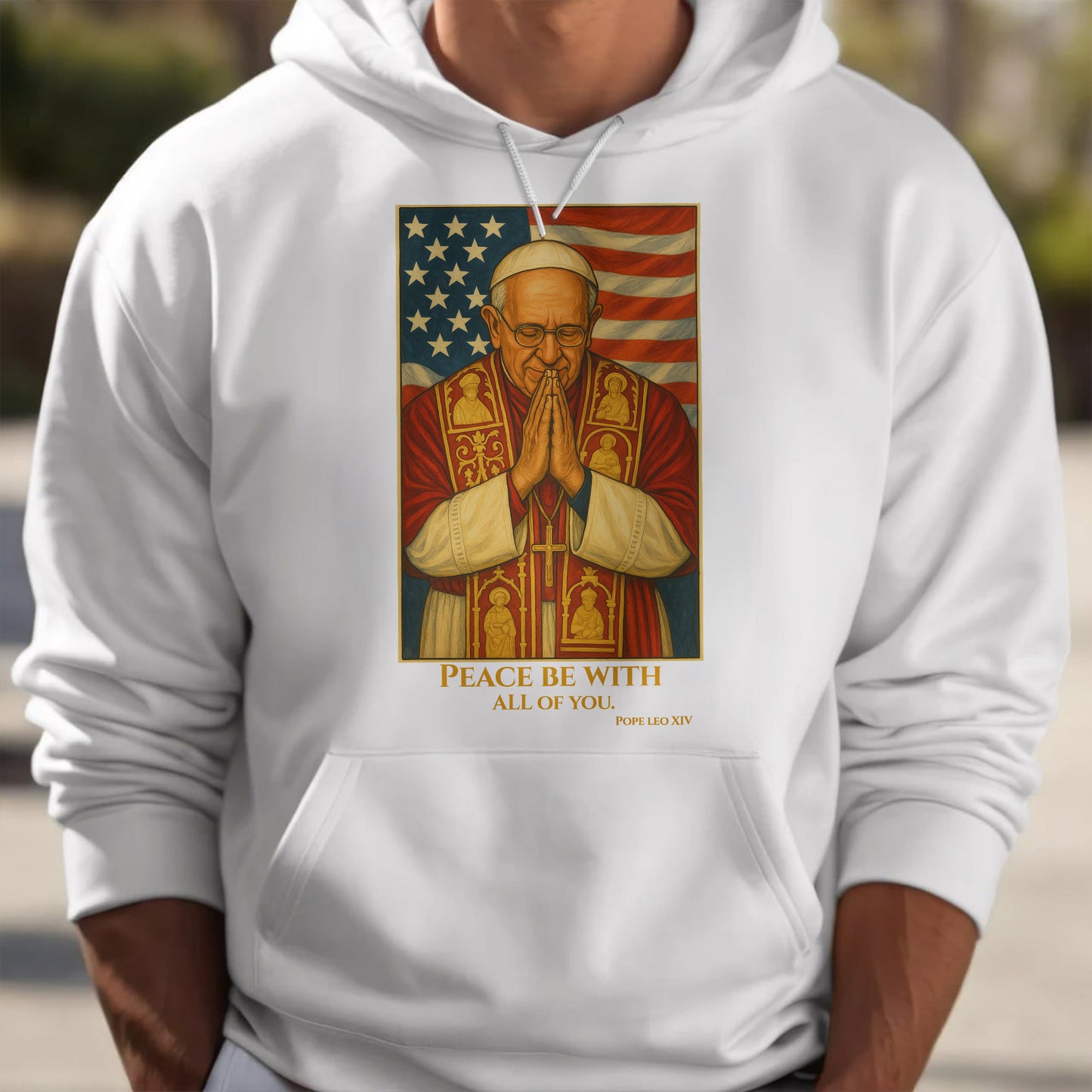 Peace Be With All Of You, Pope With American Flag