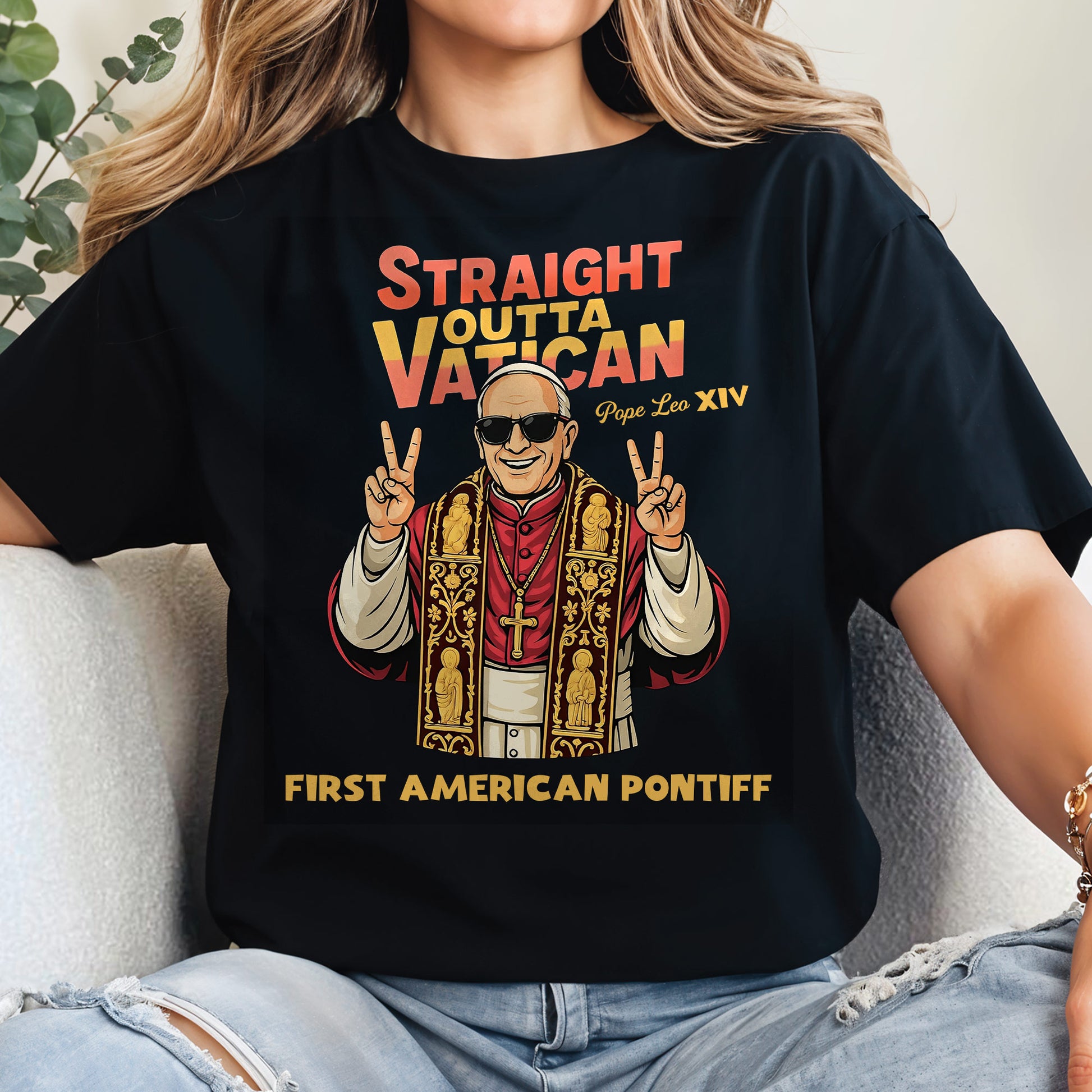 Straight Outta Vatican First American Pontiff, Pope Making Peace Sign