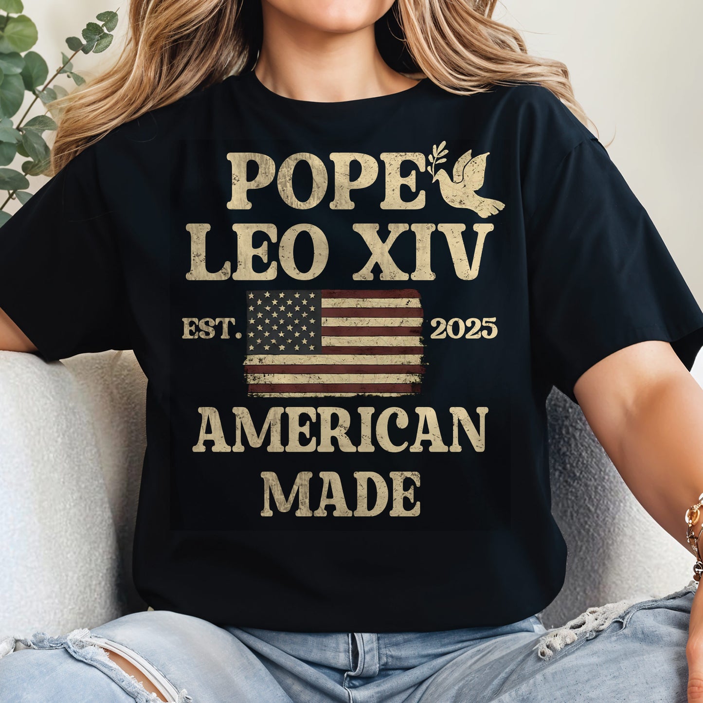 Pope Leo XIV, American Made Olive Branch and American Flag