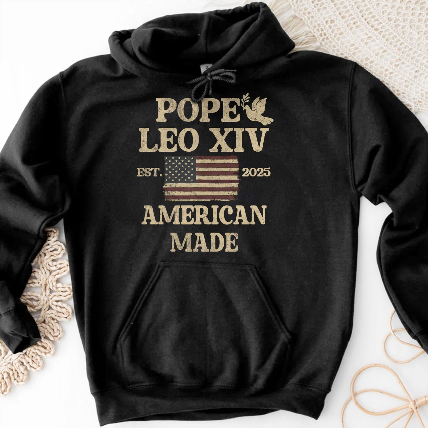 Pope Leo XIV, American Made Olive Branch and American Flag