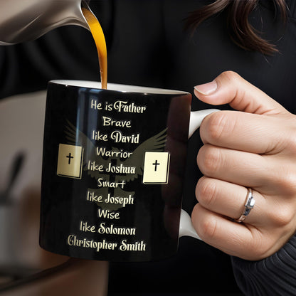 He Is Father Brave Like David, Warrior Like Joshua, Smart Like Joseph, Wise Like Solomon, Cross and Bible