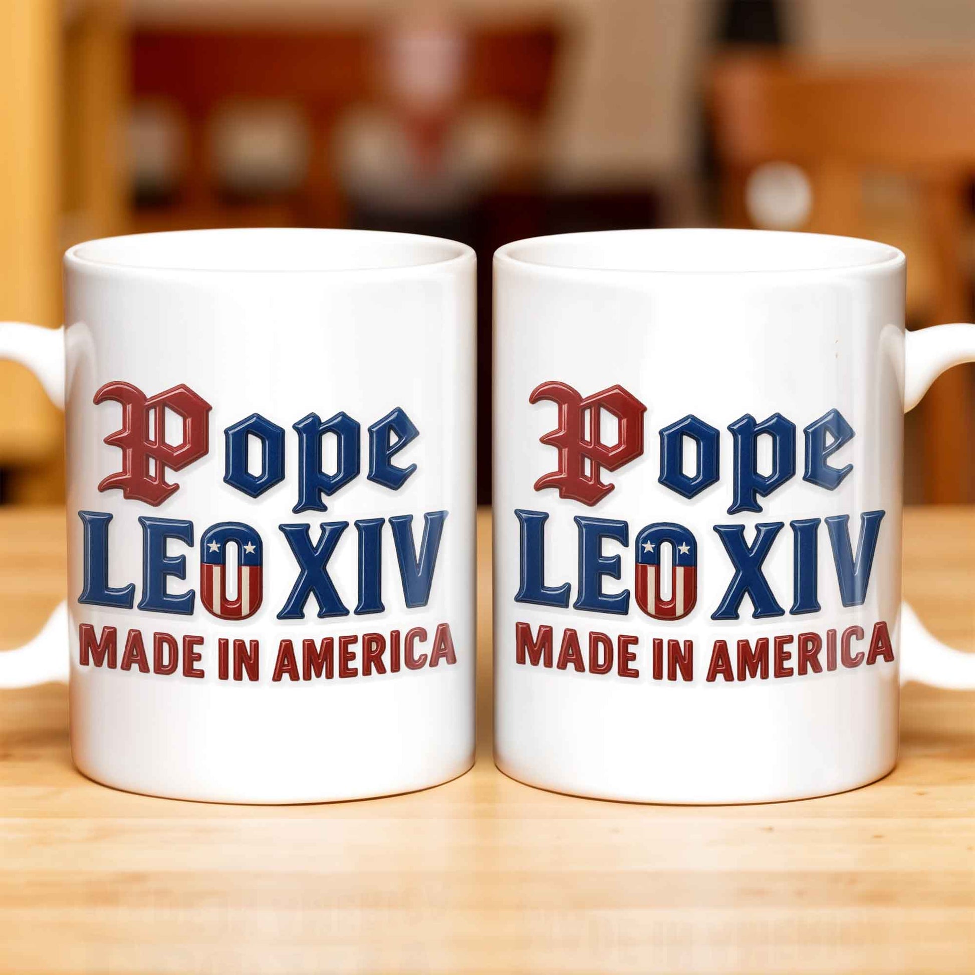 Pope Leo XIV Made In America, US Flag and Pope-themed Text