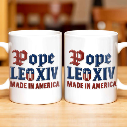 Pope Leo XIV Made In America, US Flag and Pope-themed Text
