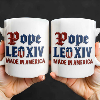 Pope Leo XIV Made In America, US Flag and Pope-themed Text