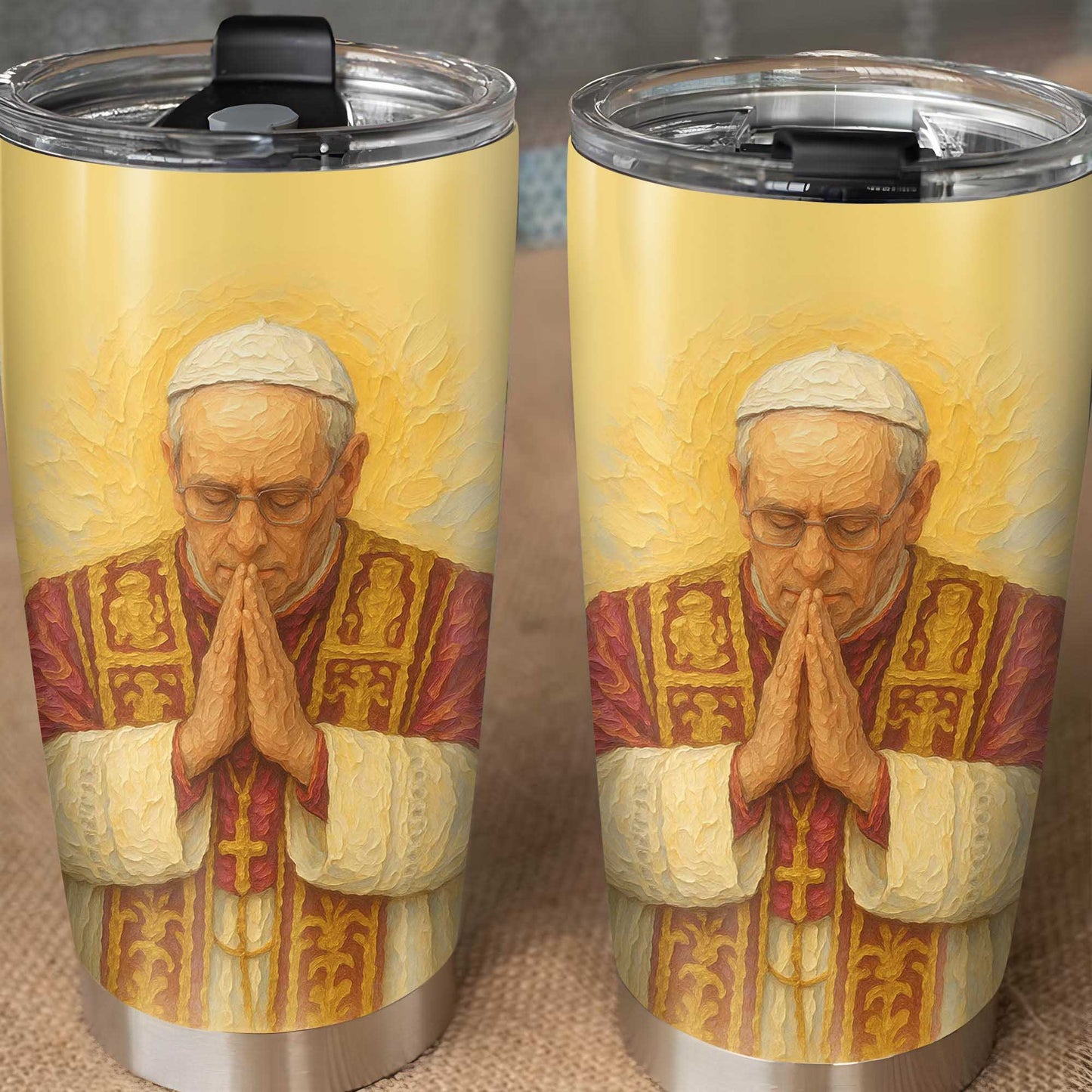 Customizable Tumbler With Praying Clergy Member