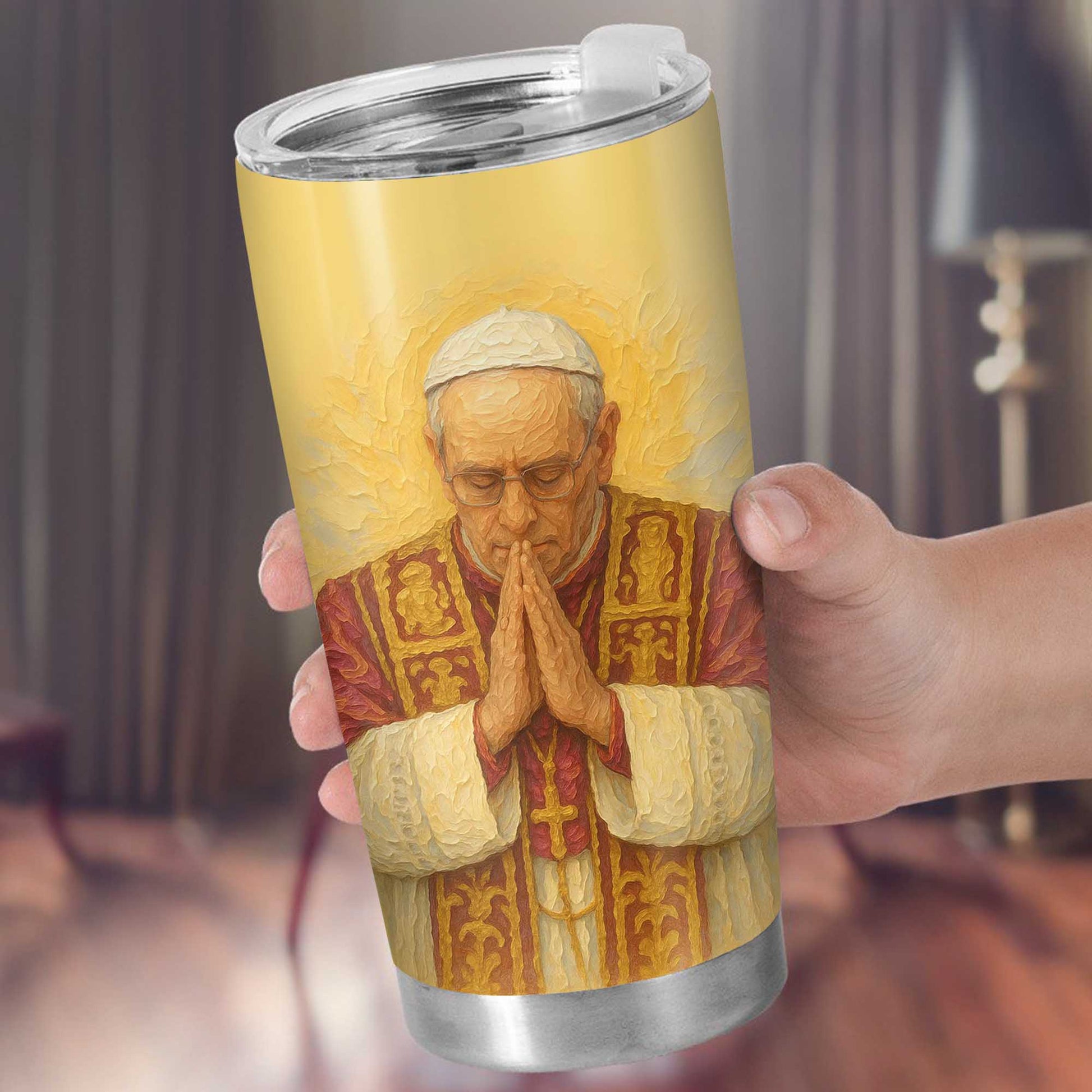 Customizable Tumbler With Praying Clergy Member