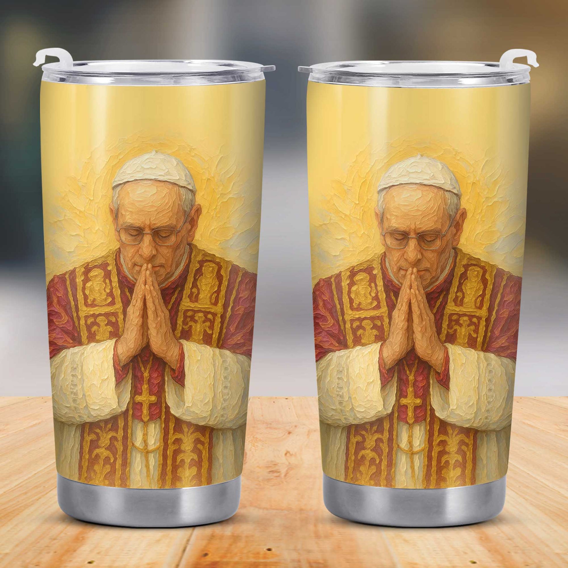 Customizable Tumbler With Praying Clergy Member