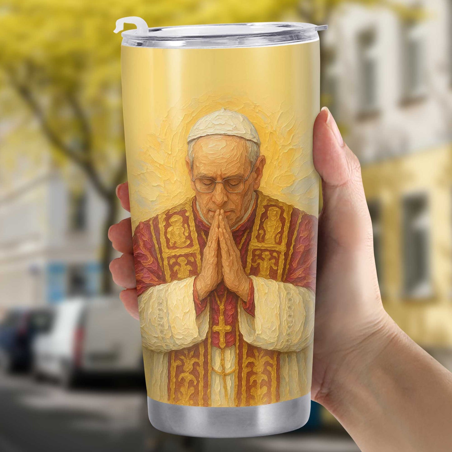 Customizable Tumbler With Praying Clergy Member