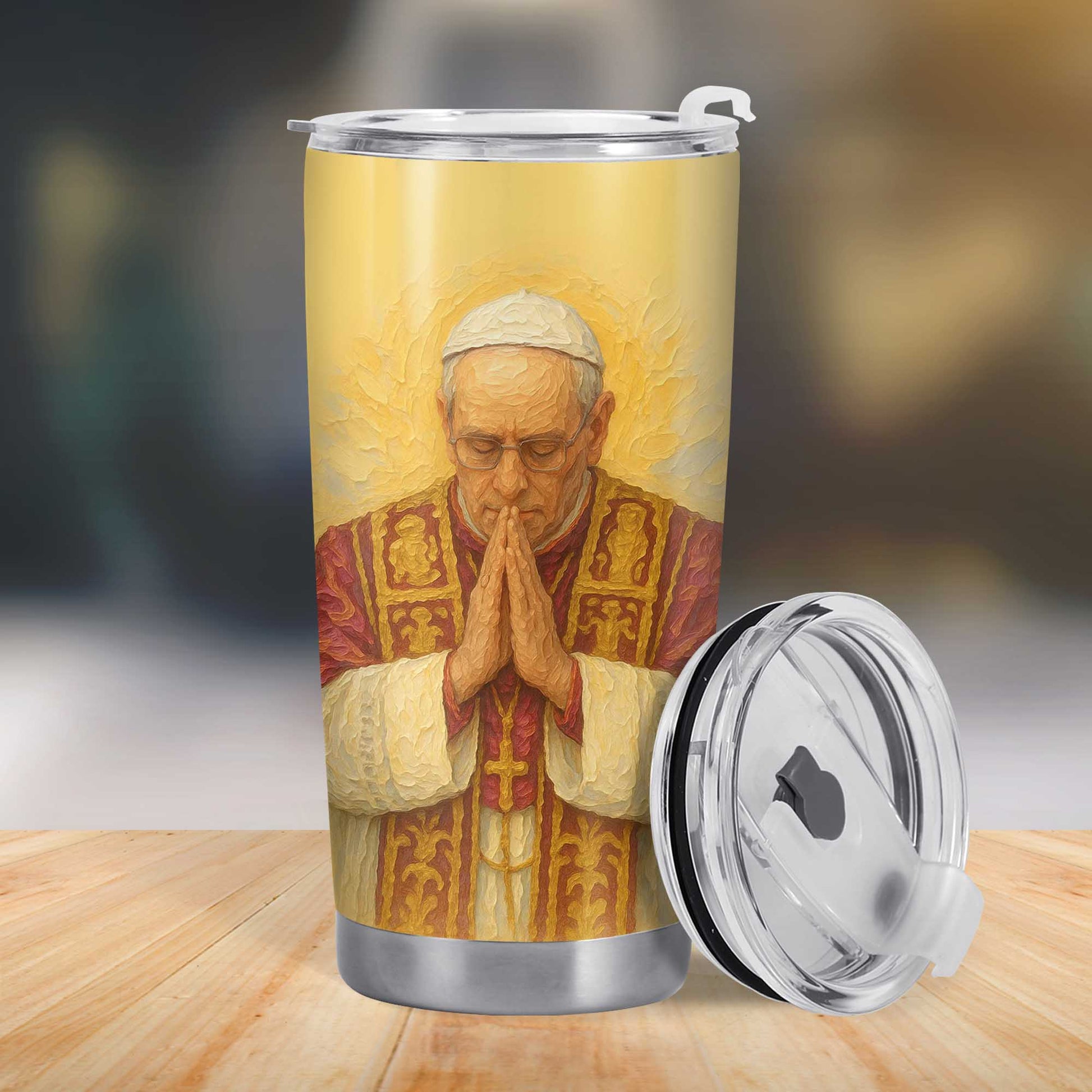 Customizable Tumbler With Praying Clergy Member