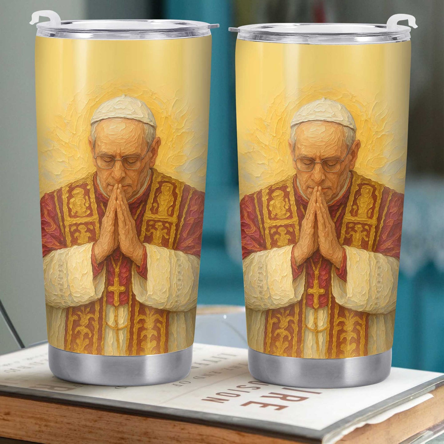 Customizable Tumbler With Praying Clergy Member