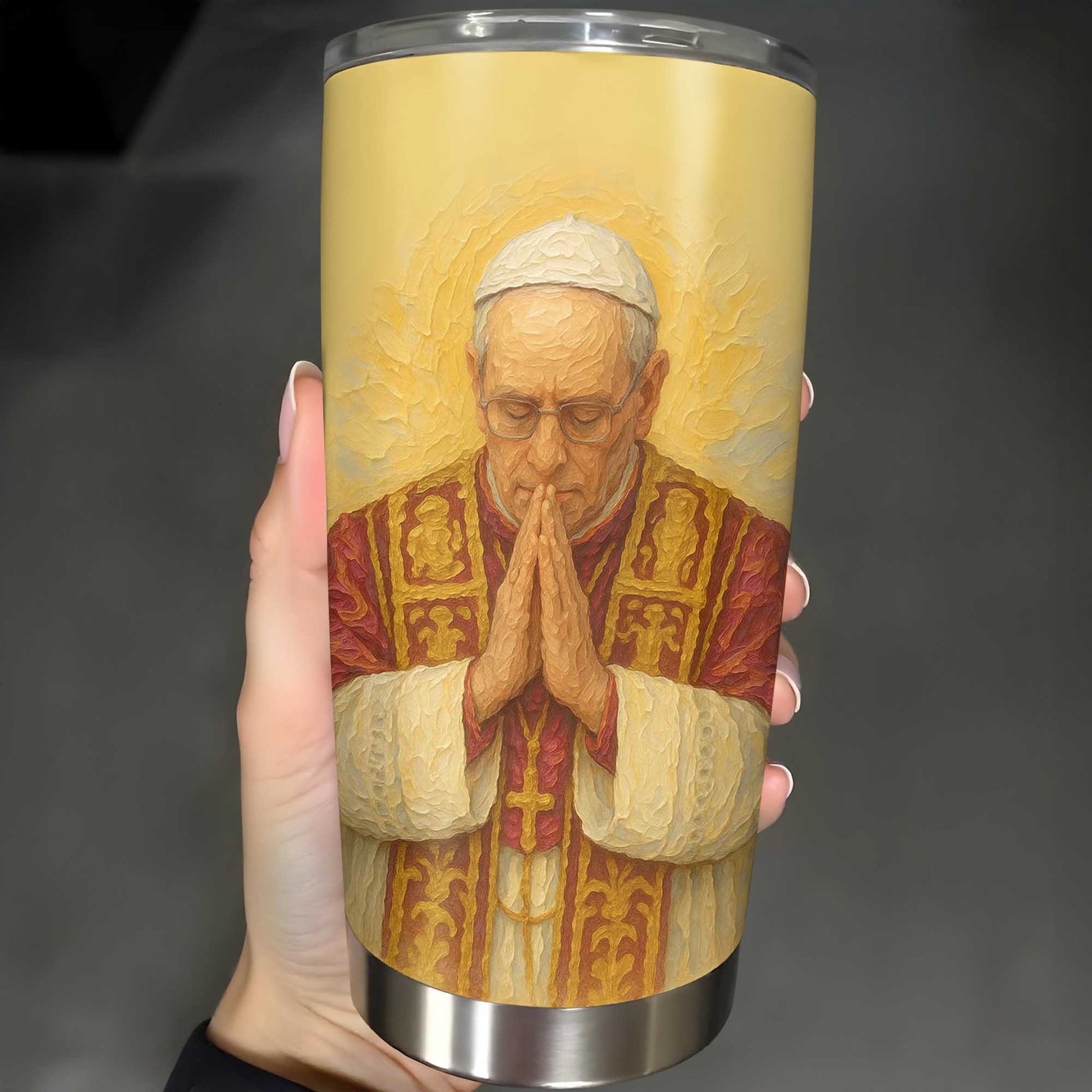 Customizable Tumbler With Praying Clergy Member