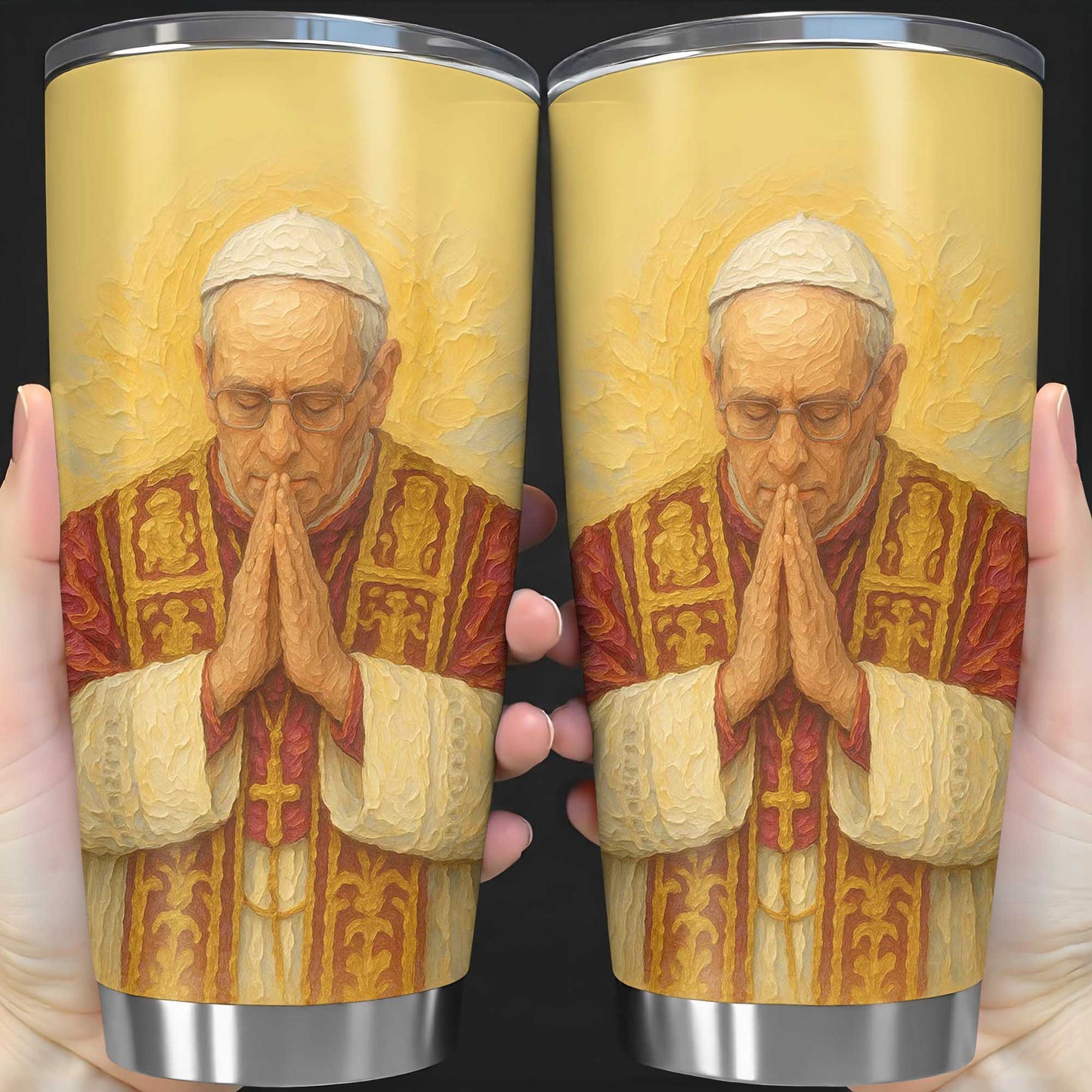 Customizable Tumbler With Praying Clergy Member
