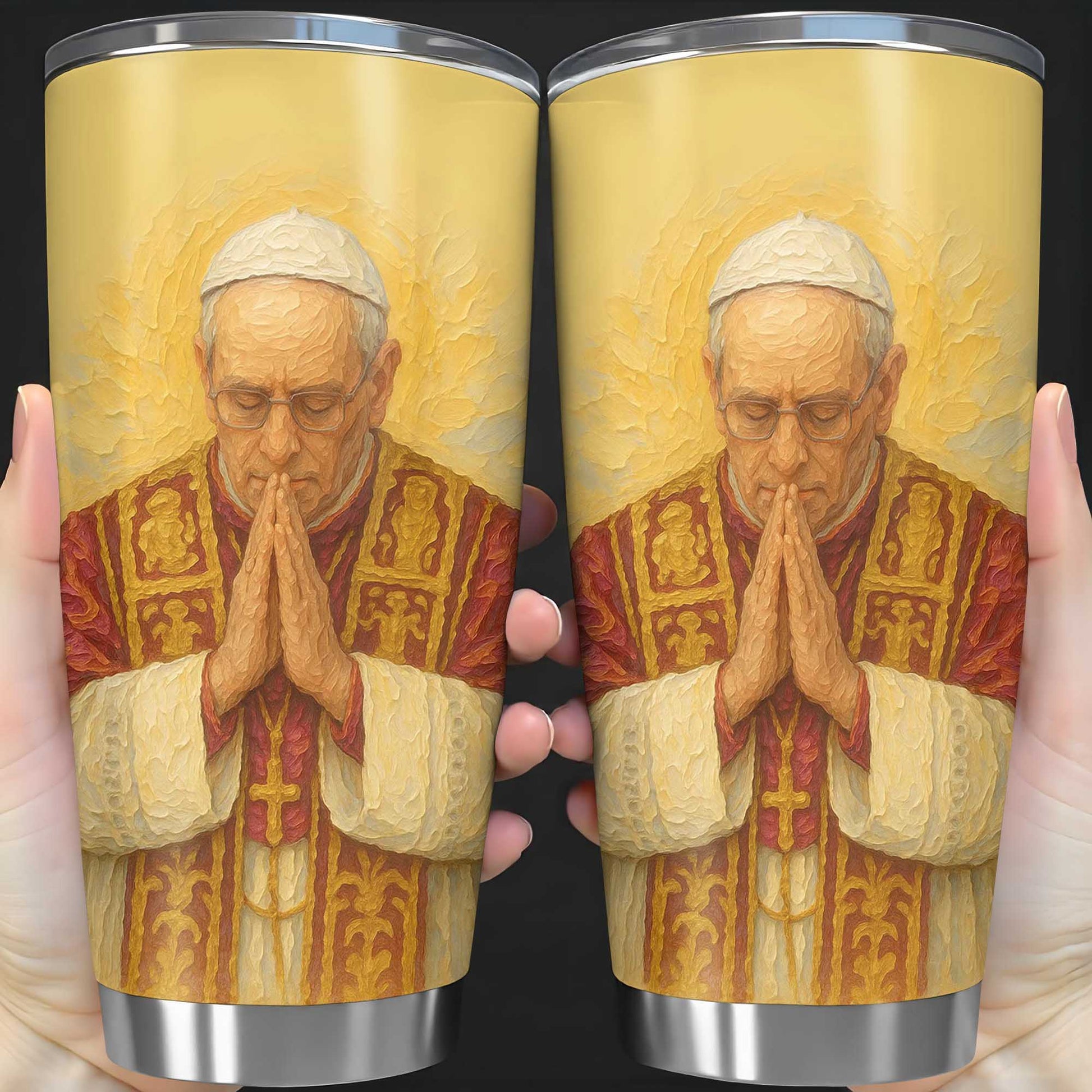 Customizable Tumbler With Praying Clergy Member