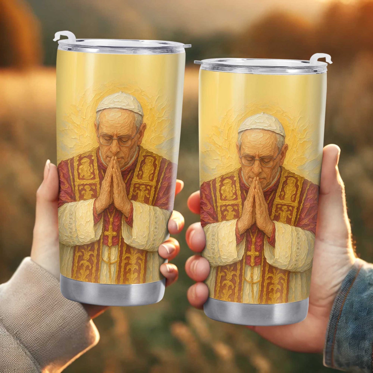 Customizable Tumbler With Praying Clergy Member
