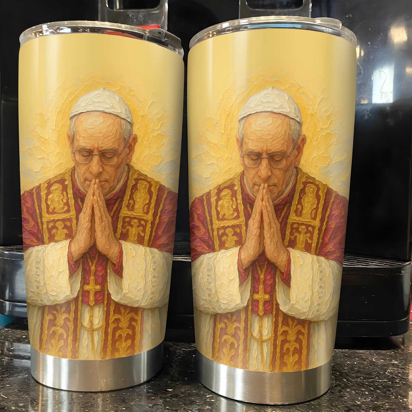 Customizable Tumbler With Praying Clergy Member