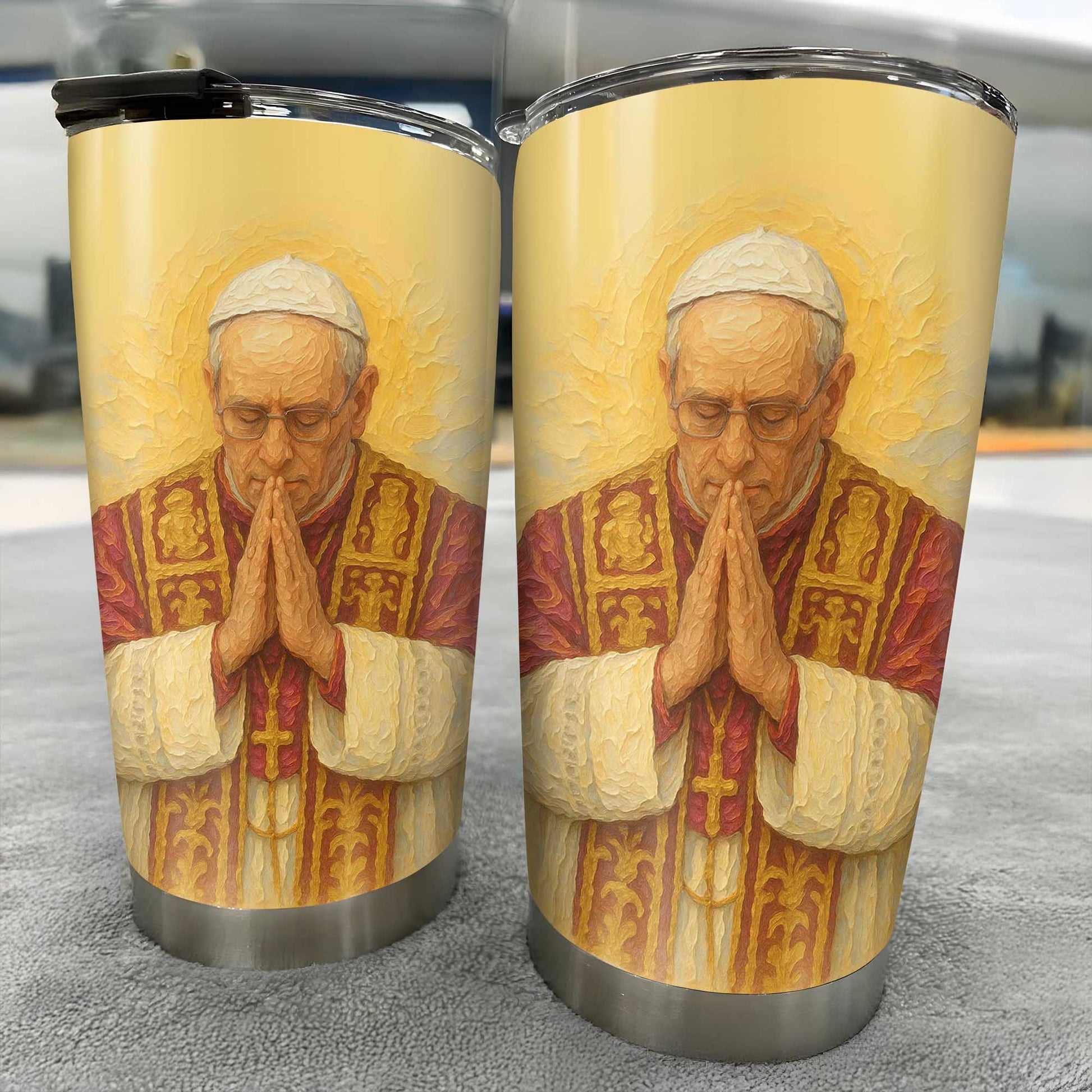 Customizable Tumbler With Praying Clergy Member