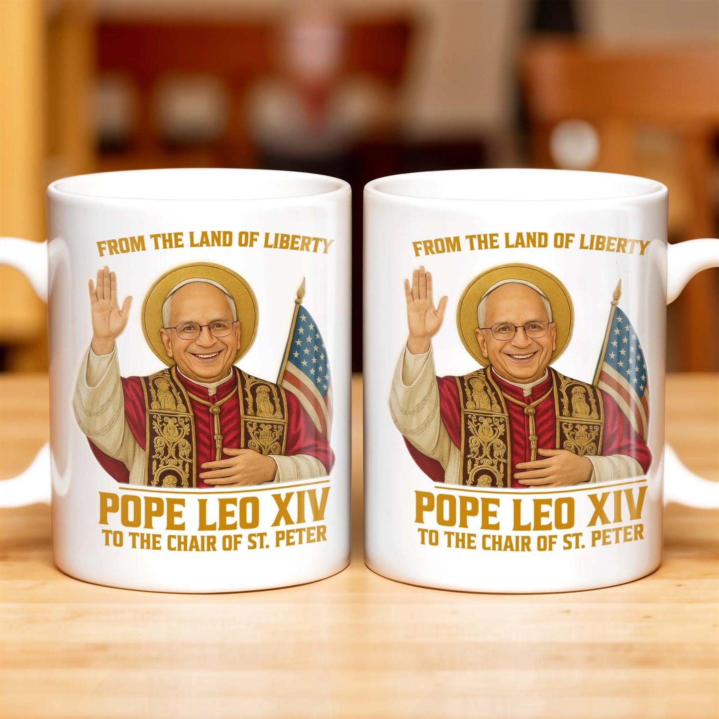 From The Land Of Liberty, Pope Leo XIV To The Chair Of St. Peter, Pope and American Flag