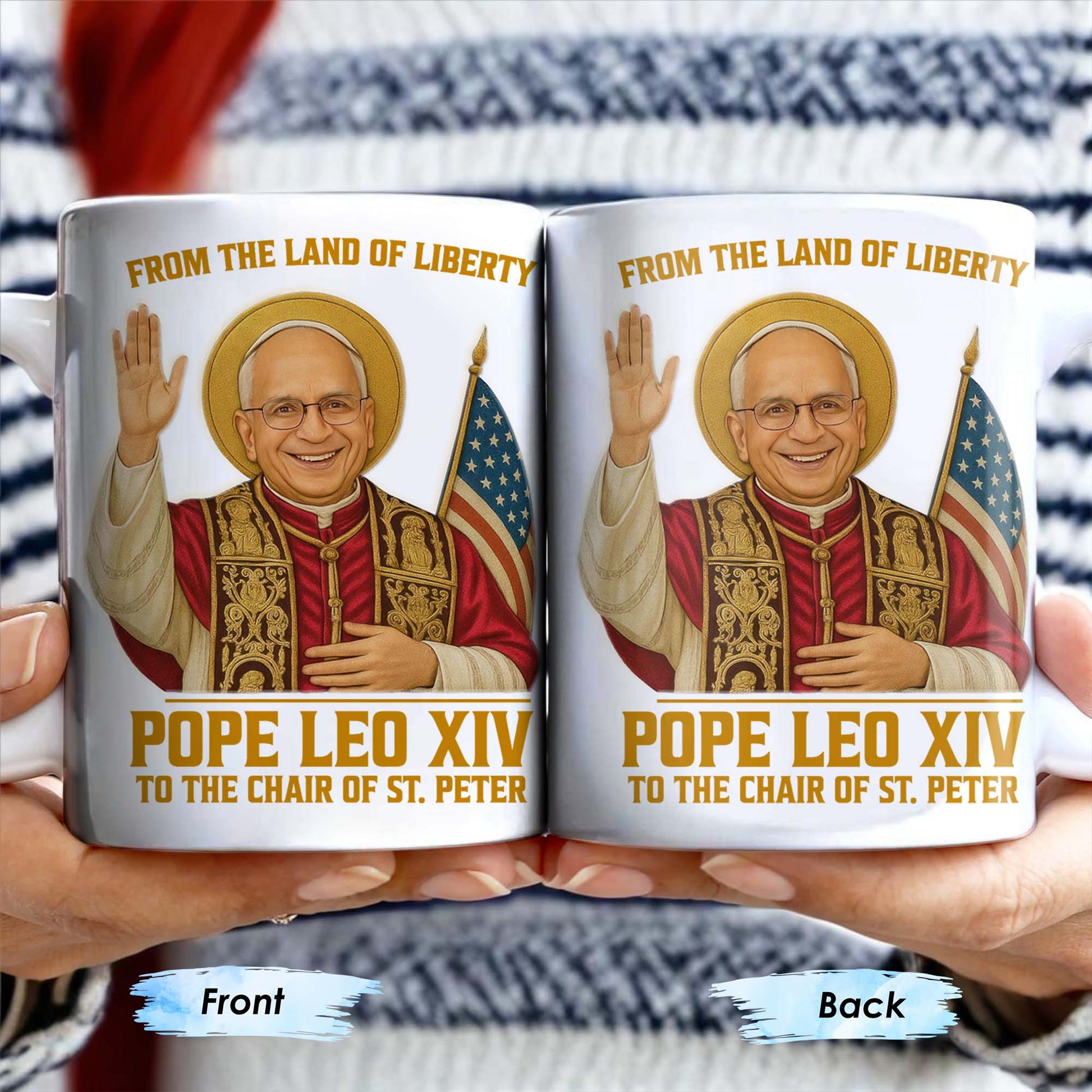 From The Land Of Liberty, Pope Leo XIV To The Chair Of St. Peter, Pope and American Flag