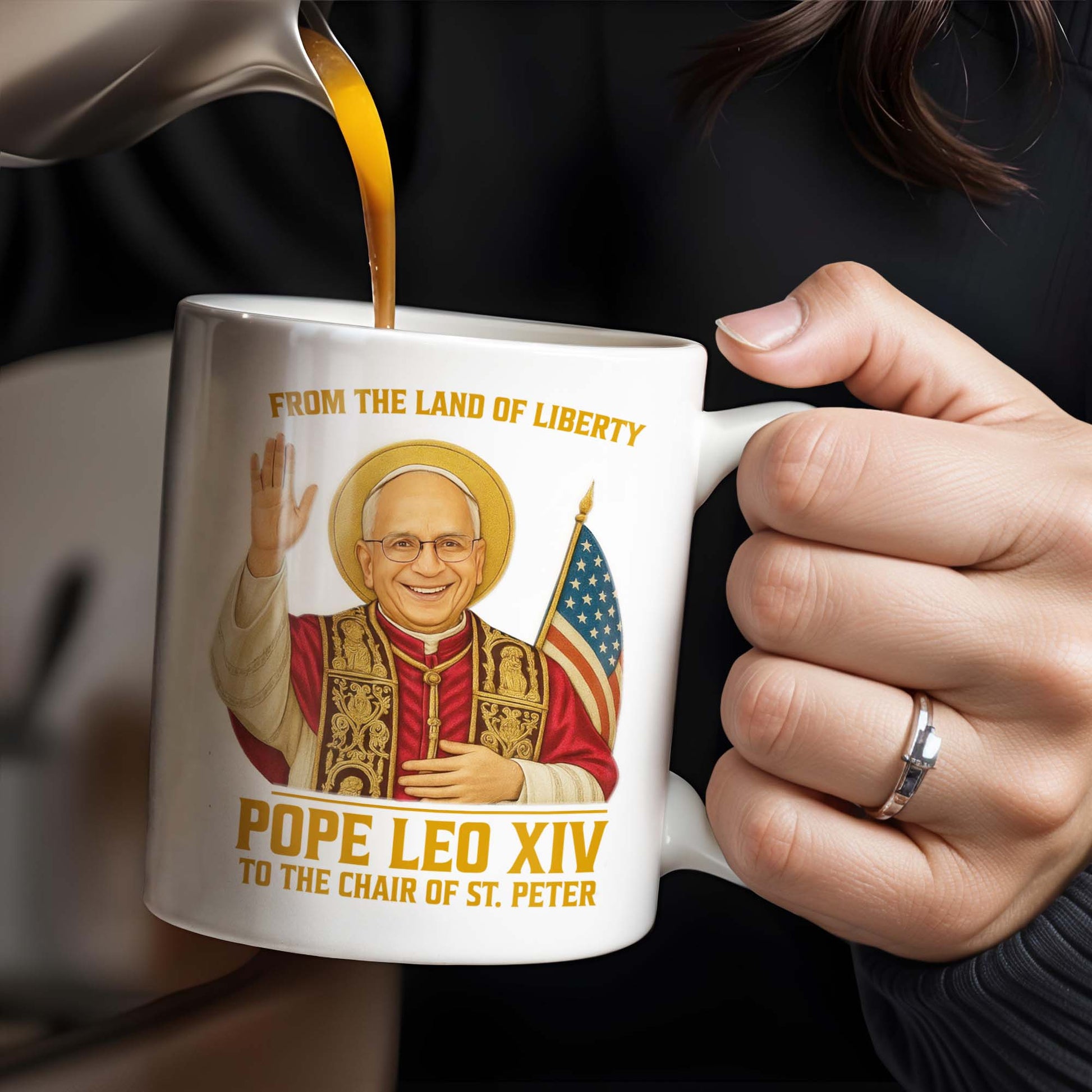 From The Land Of Liberty, Pope Leo XIV To The Chair Of St. Peter, Pope and American Flag