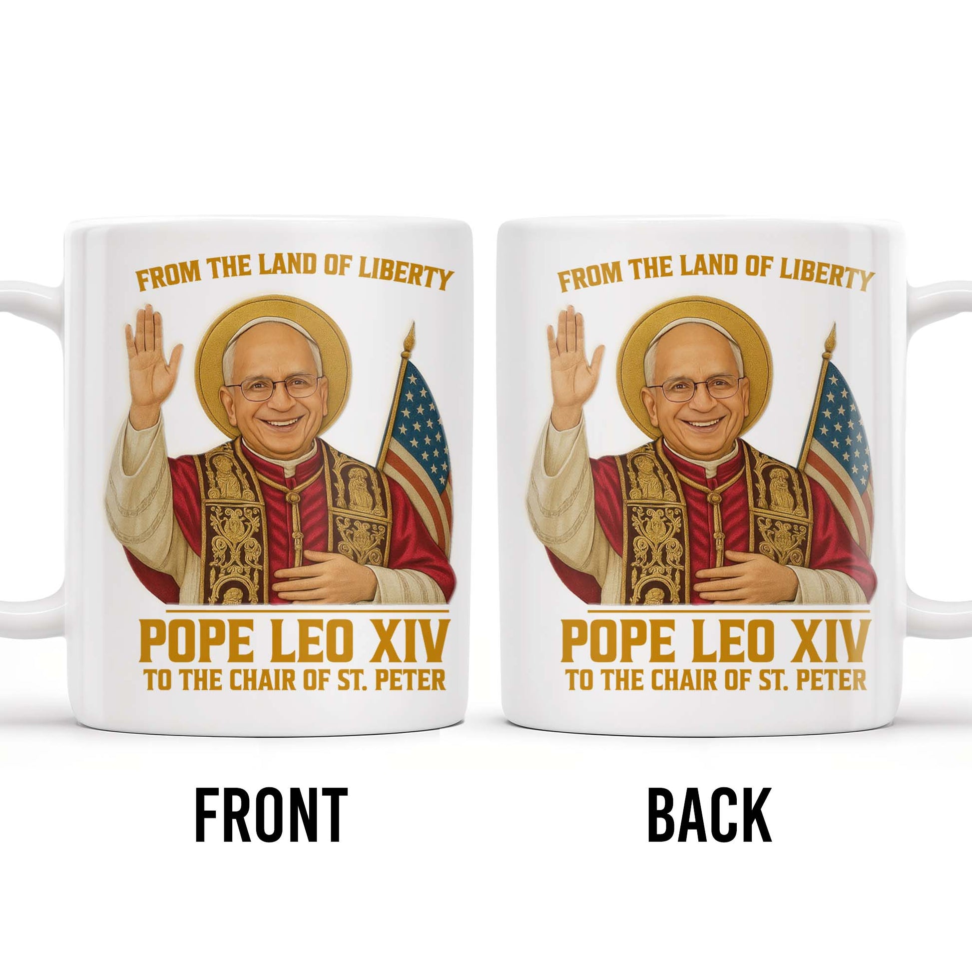 From The Land Of Liberty, Pope Leo XIV To The Chair Of St. Peter, Pope and American Flag