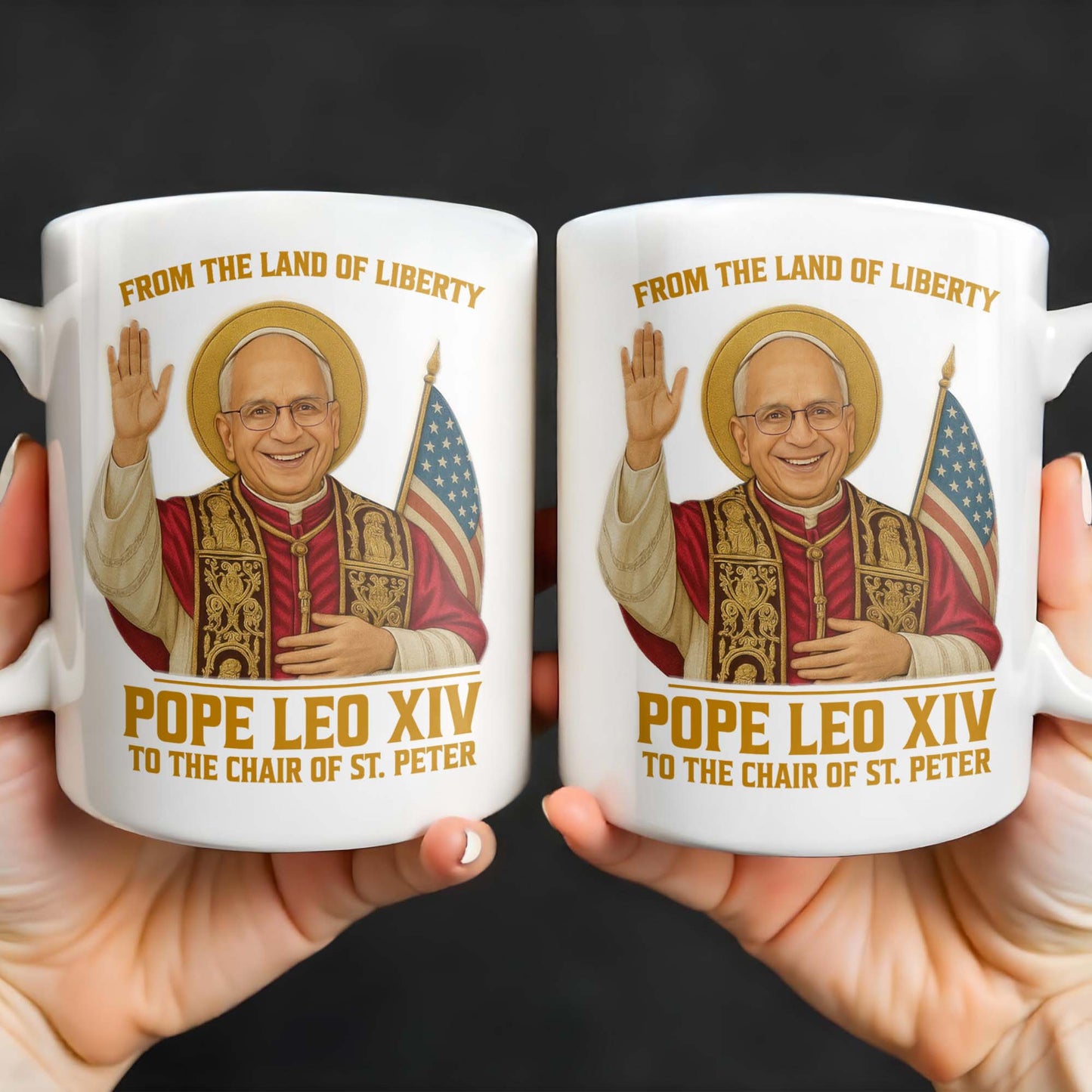 From The Land Of Liberty, Pope Leo XIV To The Chair Of St. Peter, Pope and American Flag