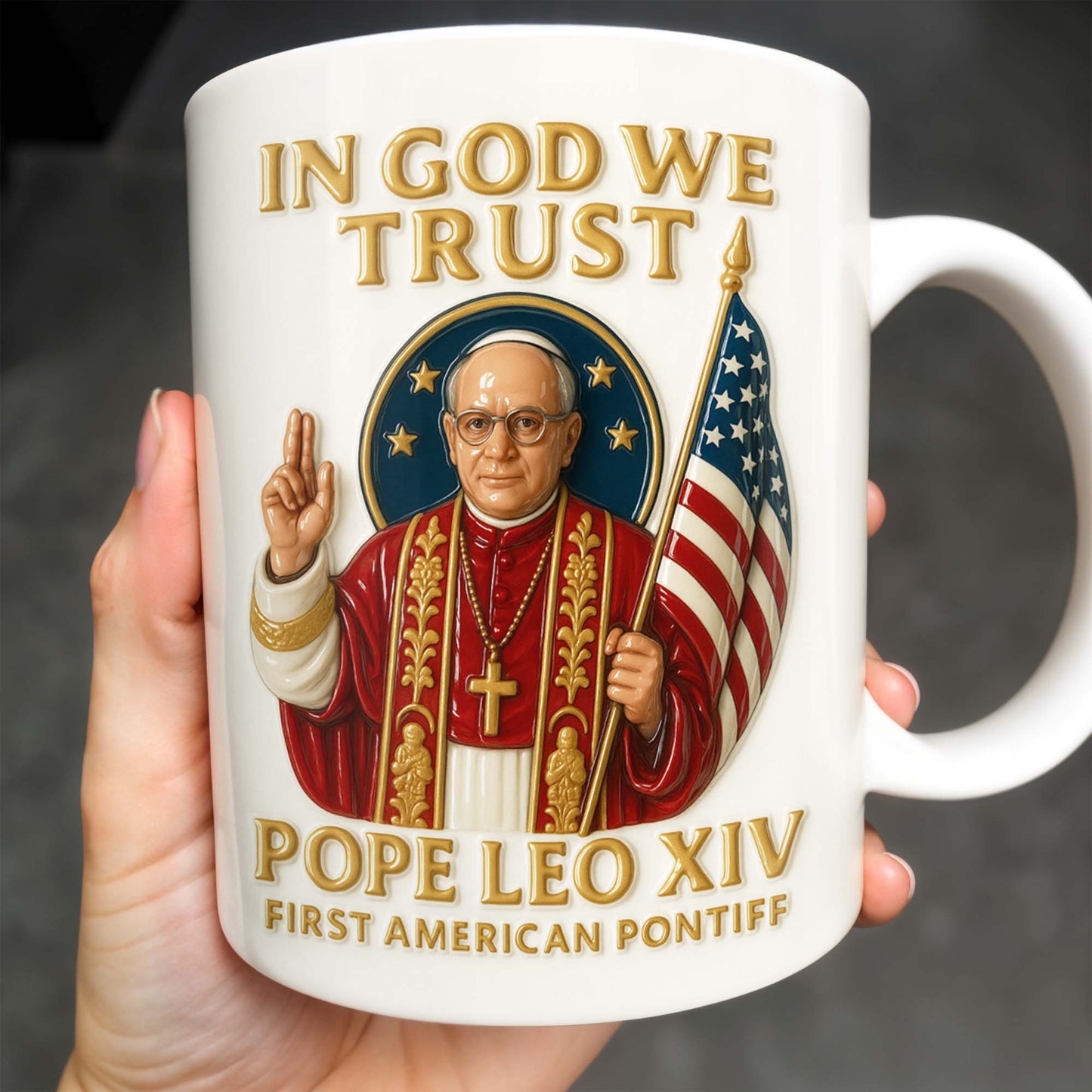 In God We Trust, Pope And American Flag