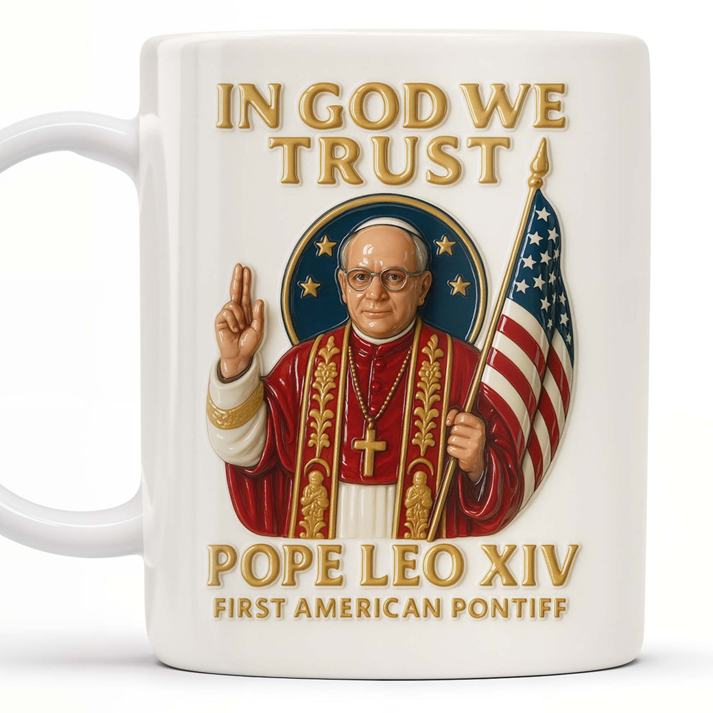 In God We Trust, Pope And American Flag