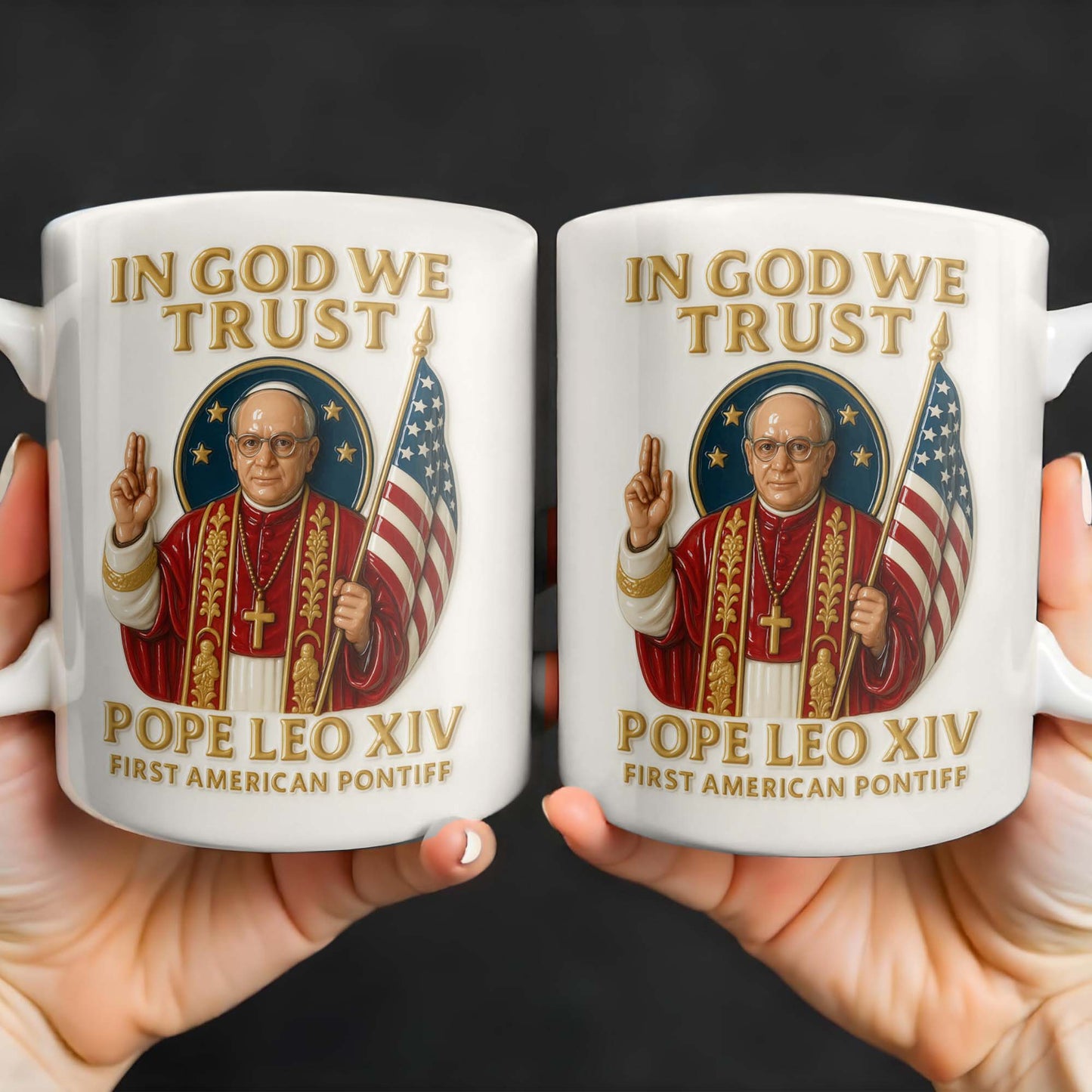 In God We Trust, Pope And American Flag