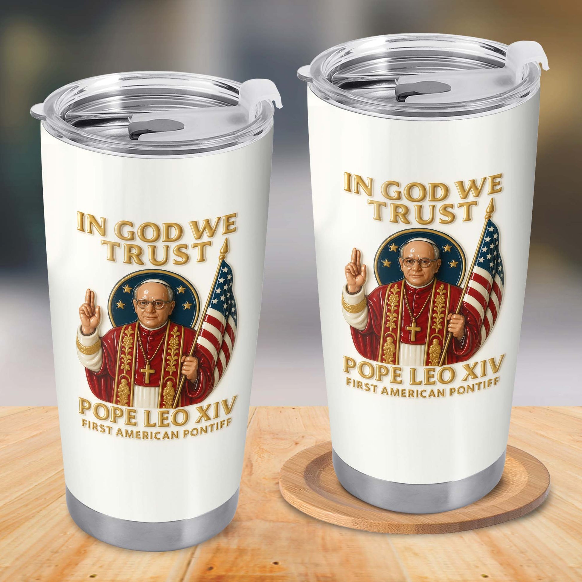 In God We Trust Pope Leo XIV First American Pontiff With American Flag