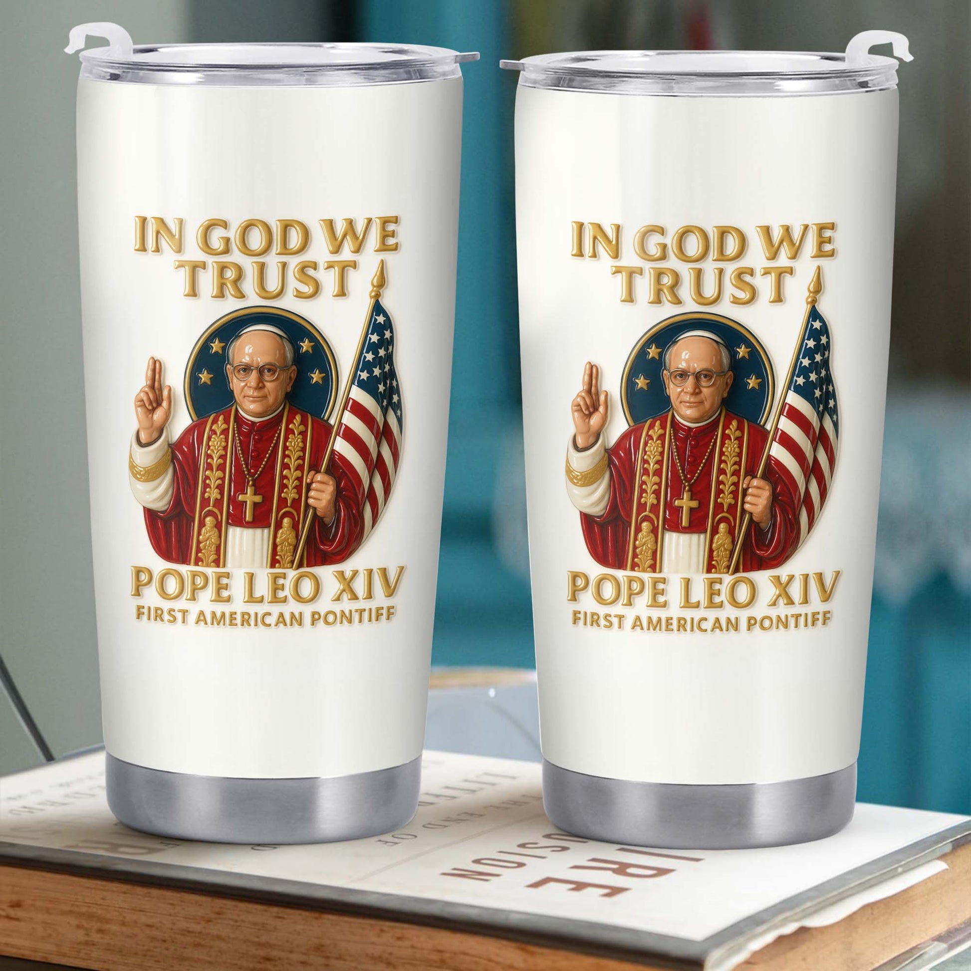 In God We Trust Pope Leo XIV First American Pontiff With American Flag