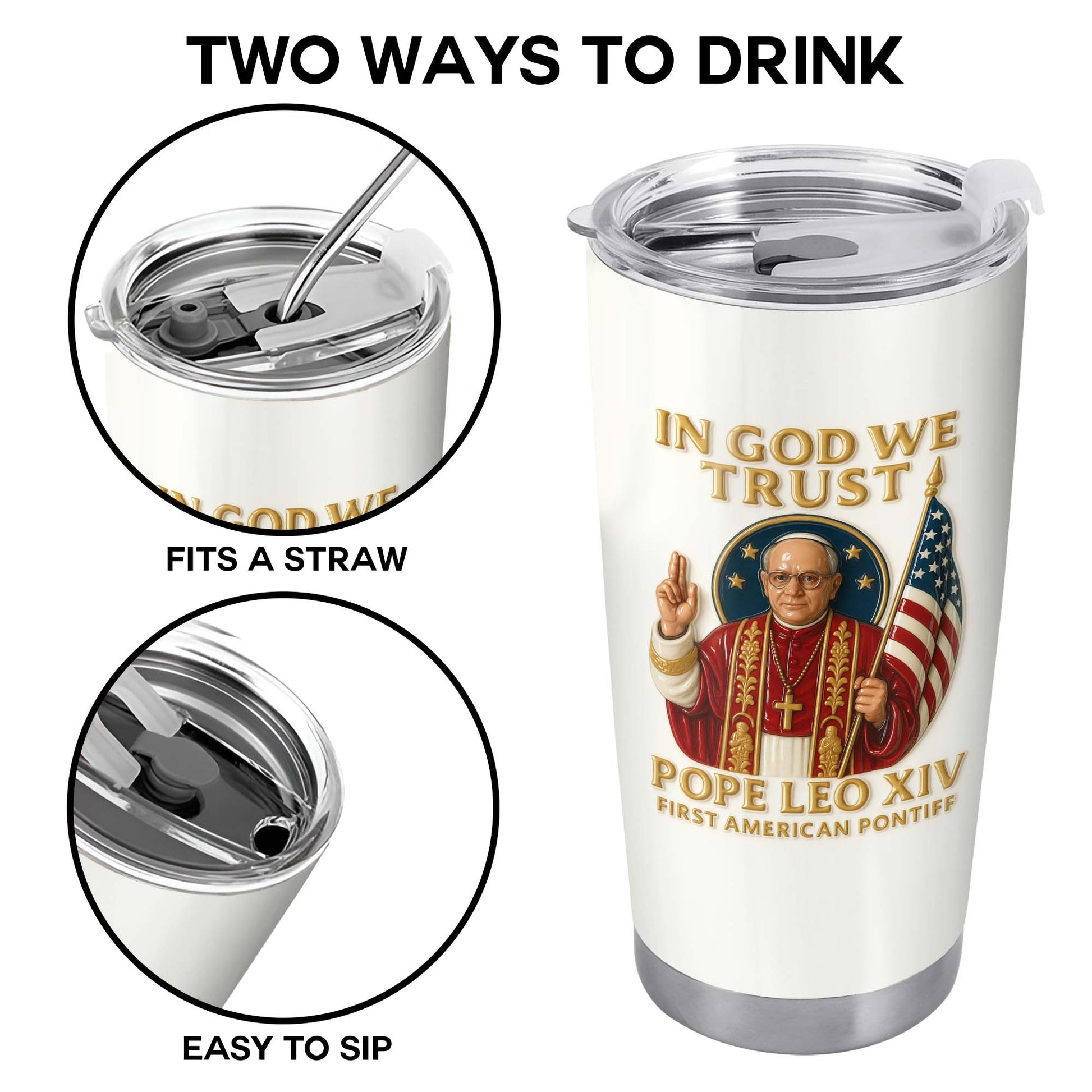 In God We Trust Pope Leo XIV First American Pontiff With American Flag