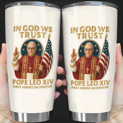In God We Trust Pope Leo XIV First American Pontiff With American Flag