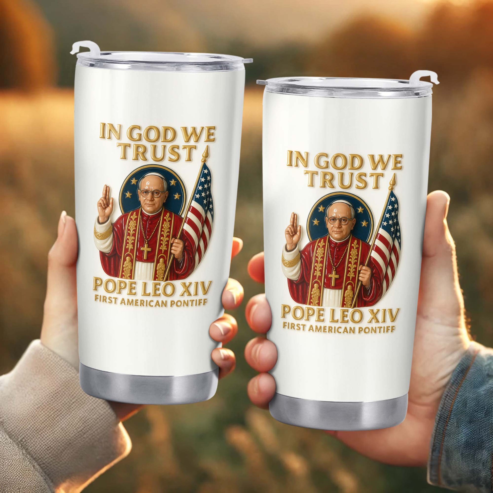 In God We Trust Pope Leo XIV First American Pontiff With American Flag