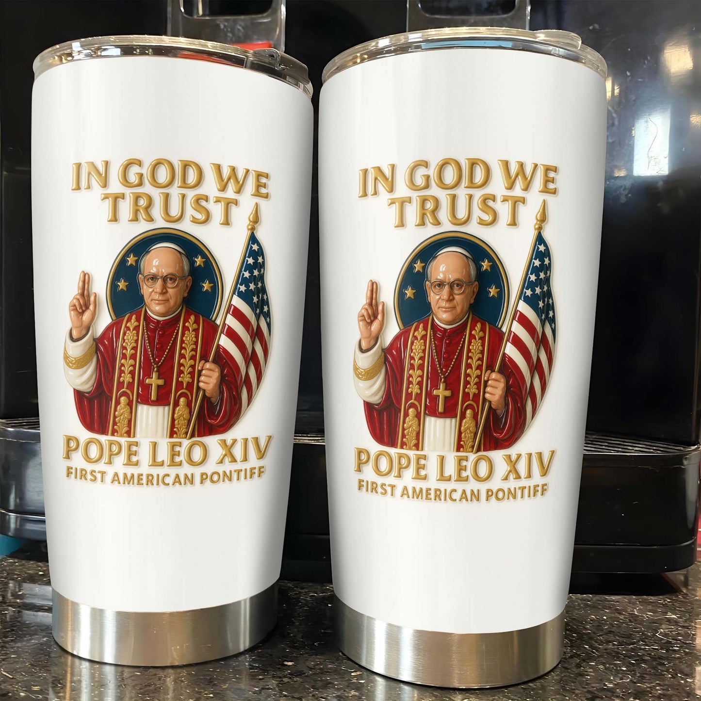 In God We Trust Pope Leo XIV First American Pontiff With American Flag