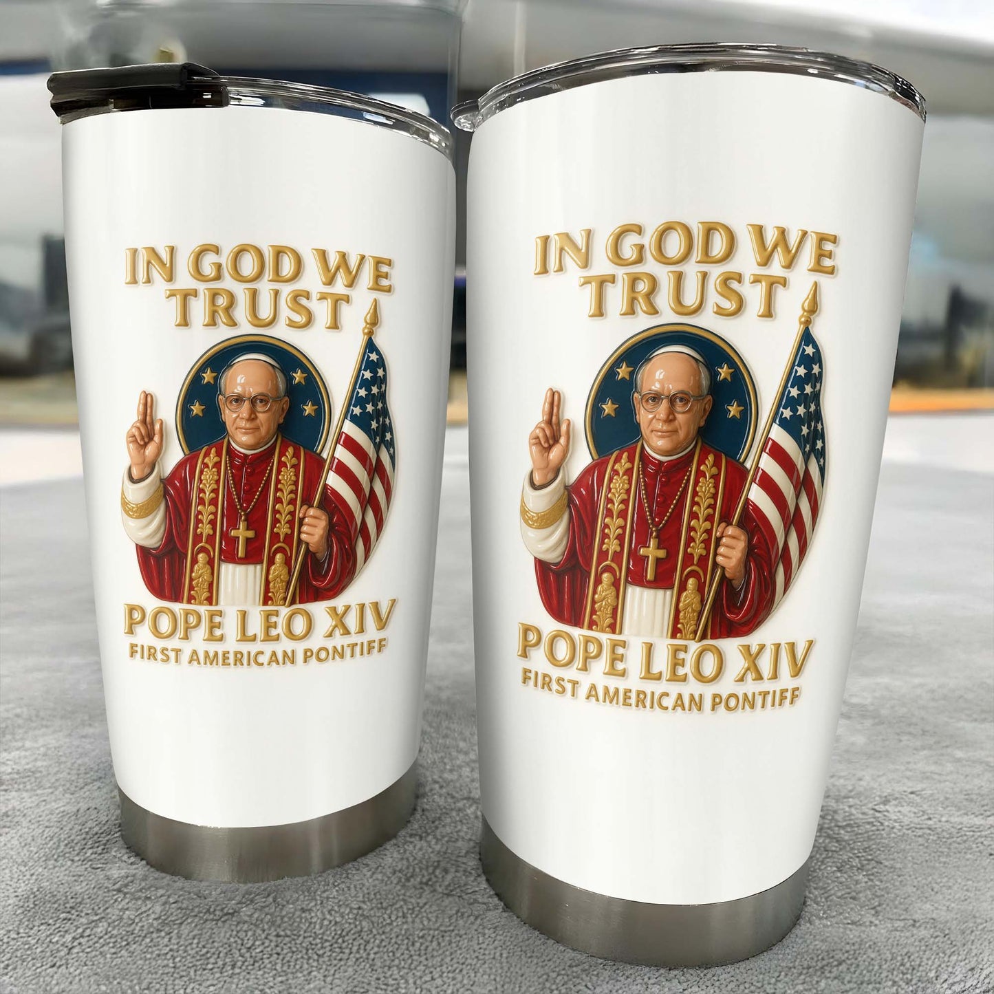 In God We Trust Pope Leo XIV First American Pontiff With American Flag