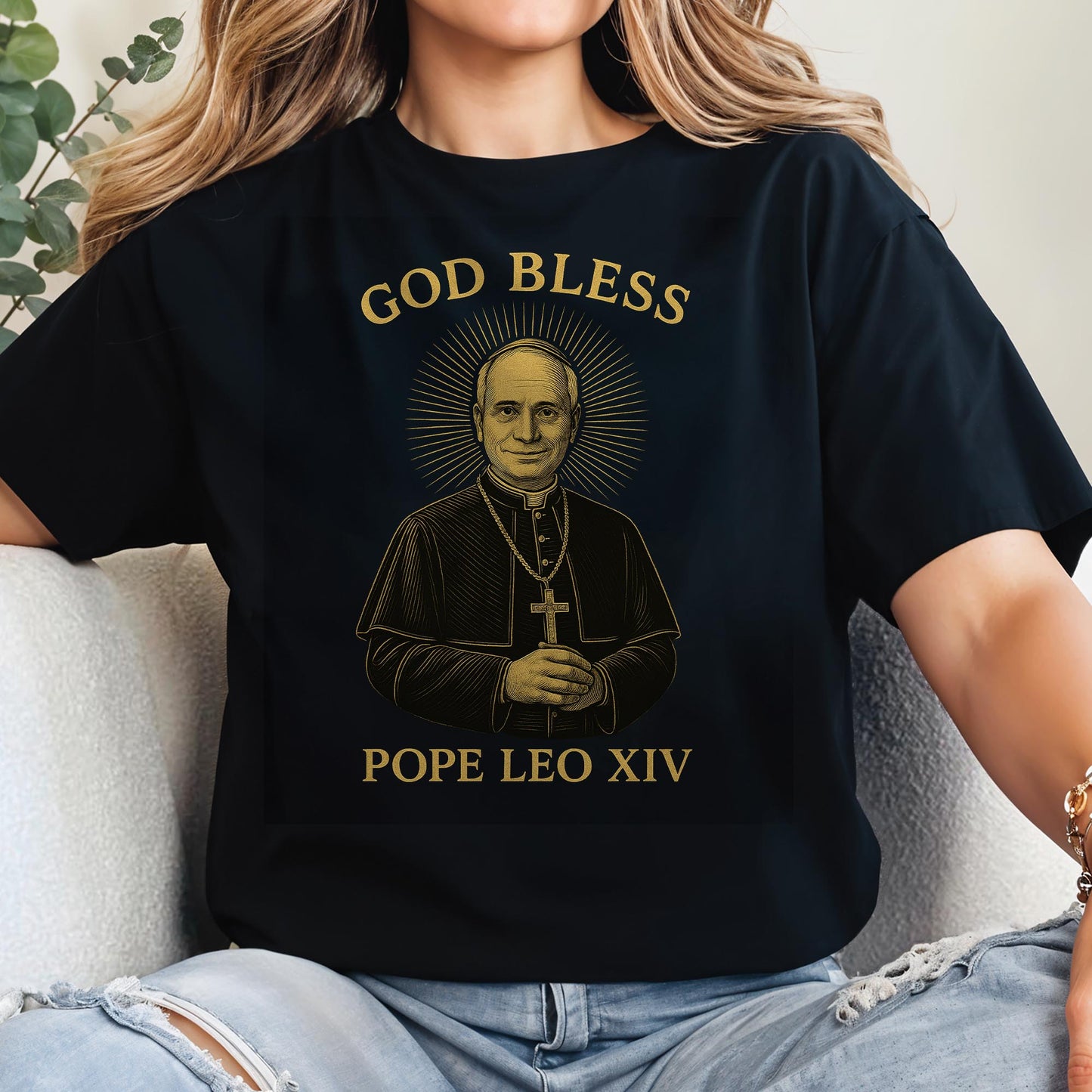 God Bless Pope Leo XIV, Catholic Religious T-Shirt