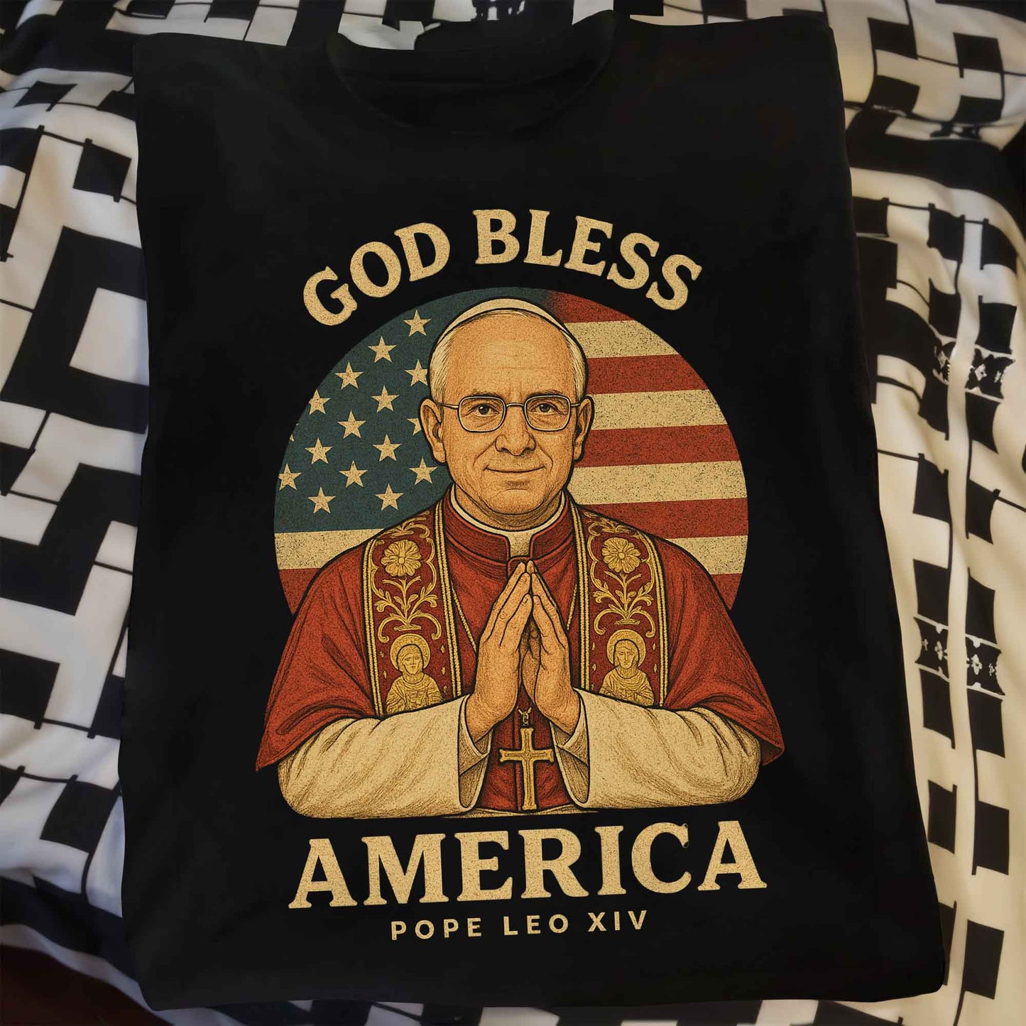 God Bless America, Pope Leo XIV, American Flag