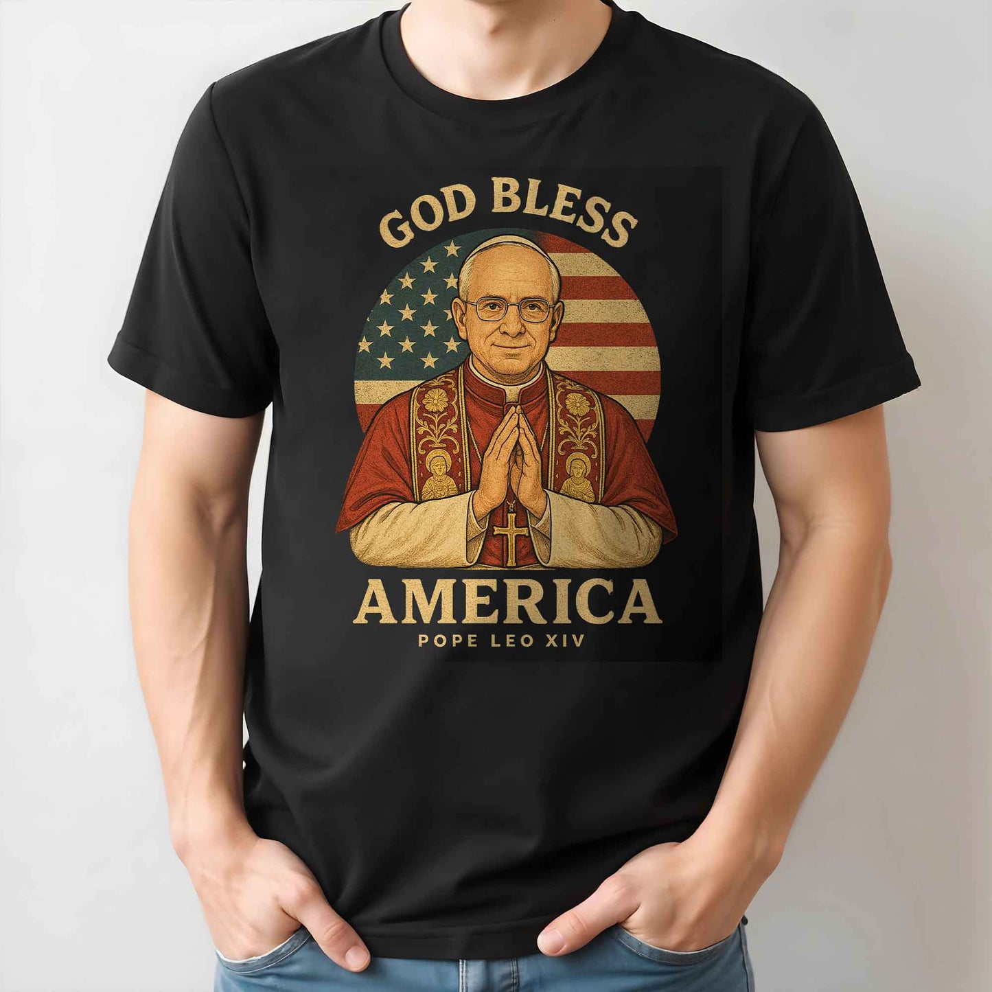 God Bless America, Pope Leo XIV, American Flag