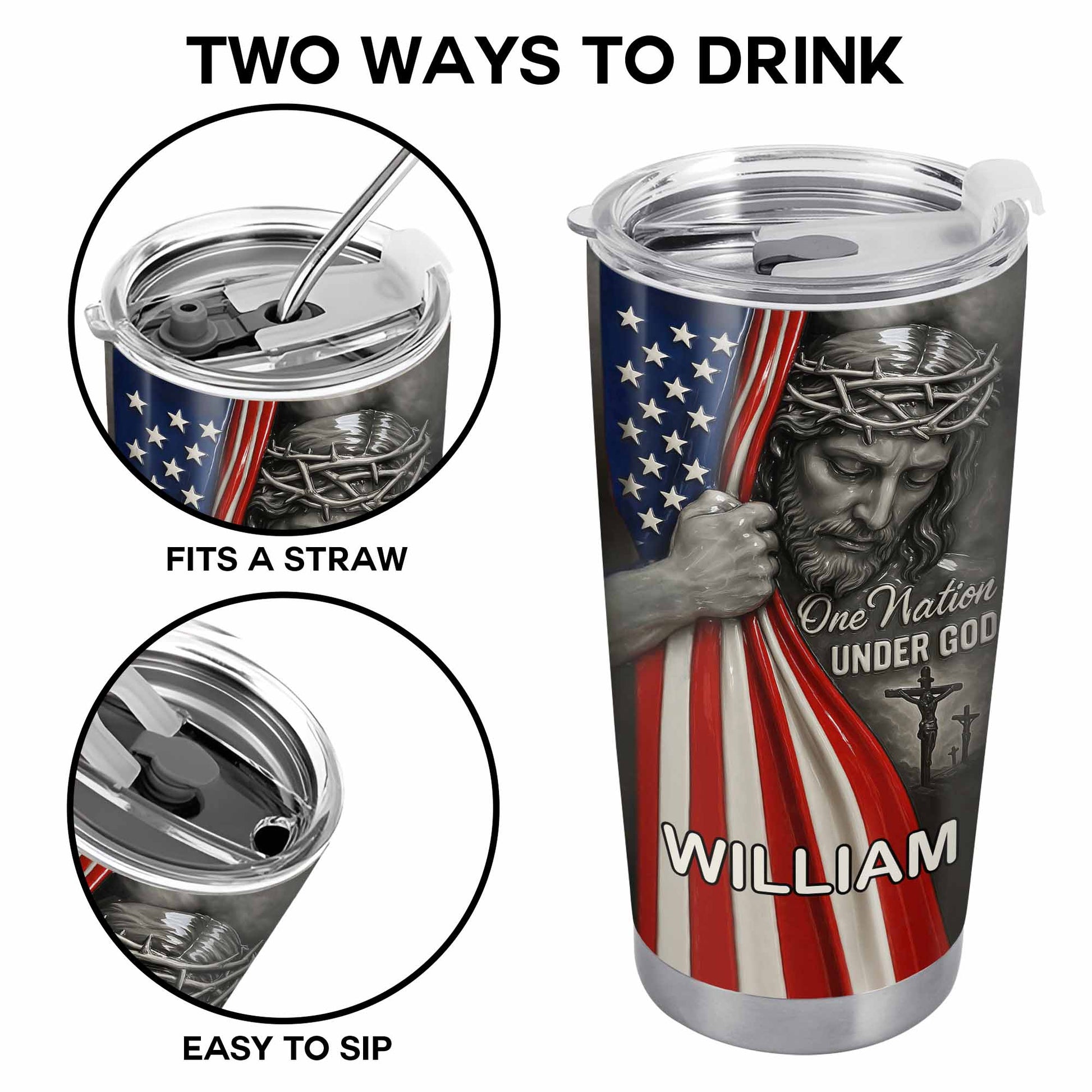 One Nation Under God With Flag And Religious Figure