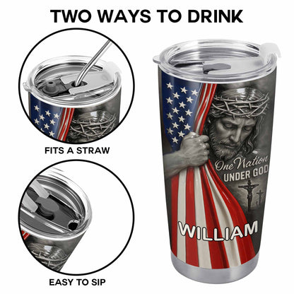 One Nation Under God With Flag And Religious Figure