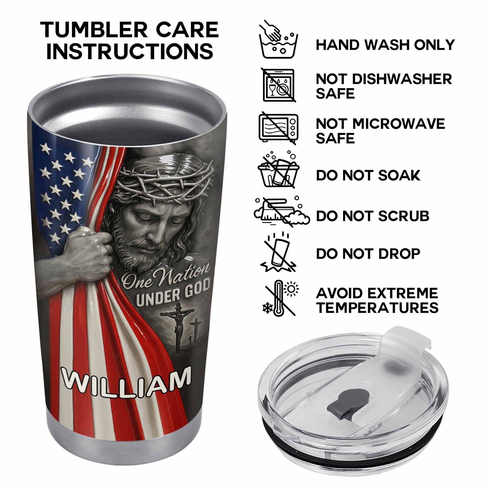 One Nation Under God With Flag And Religious Figure